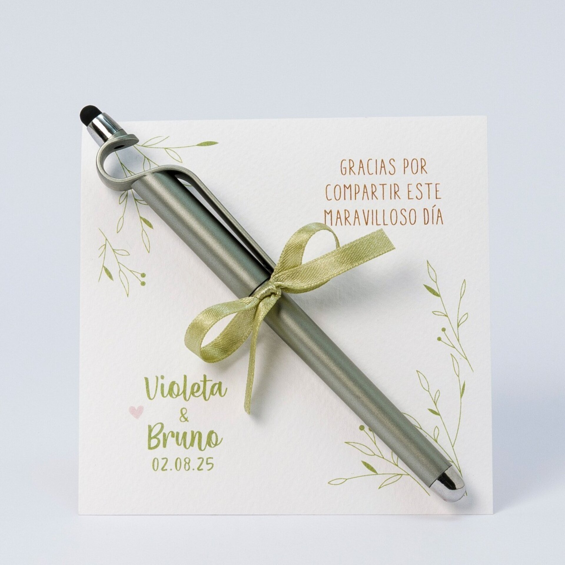 Rotulador verde puntero aguanta-móvil tarjetón personalizado - 2
