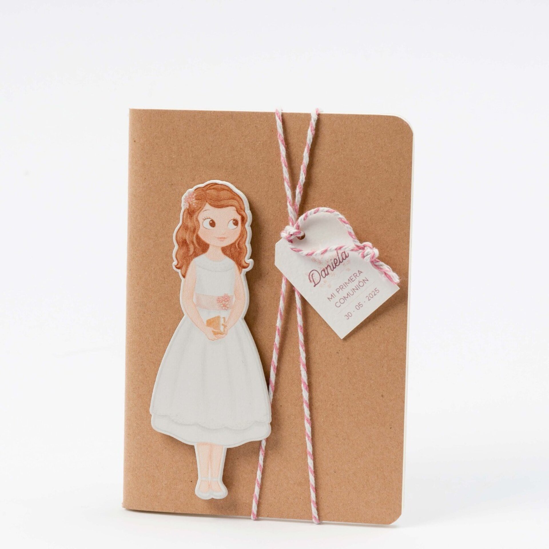 Libreta PEQUEÑA adornada figura niña Comunión vestido corto - 2