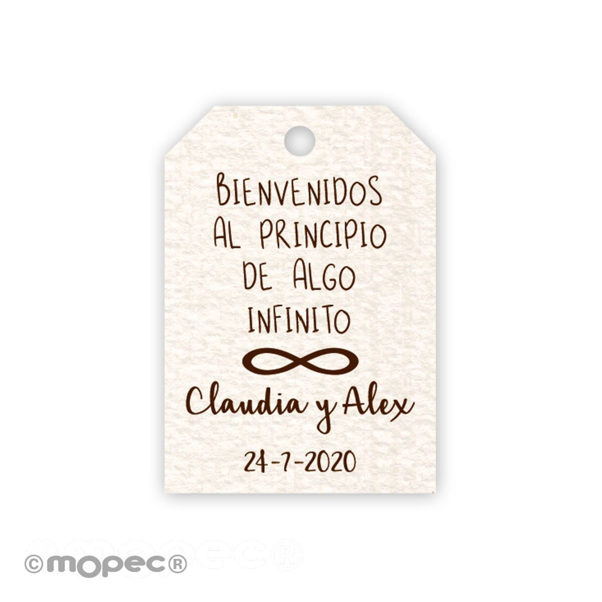 Tarjeta blanca símbolo infinito 2,7X4cm. (preciox50u.)min.50 0,20€ - 2