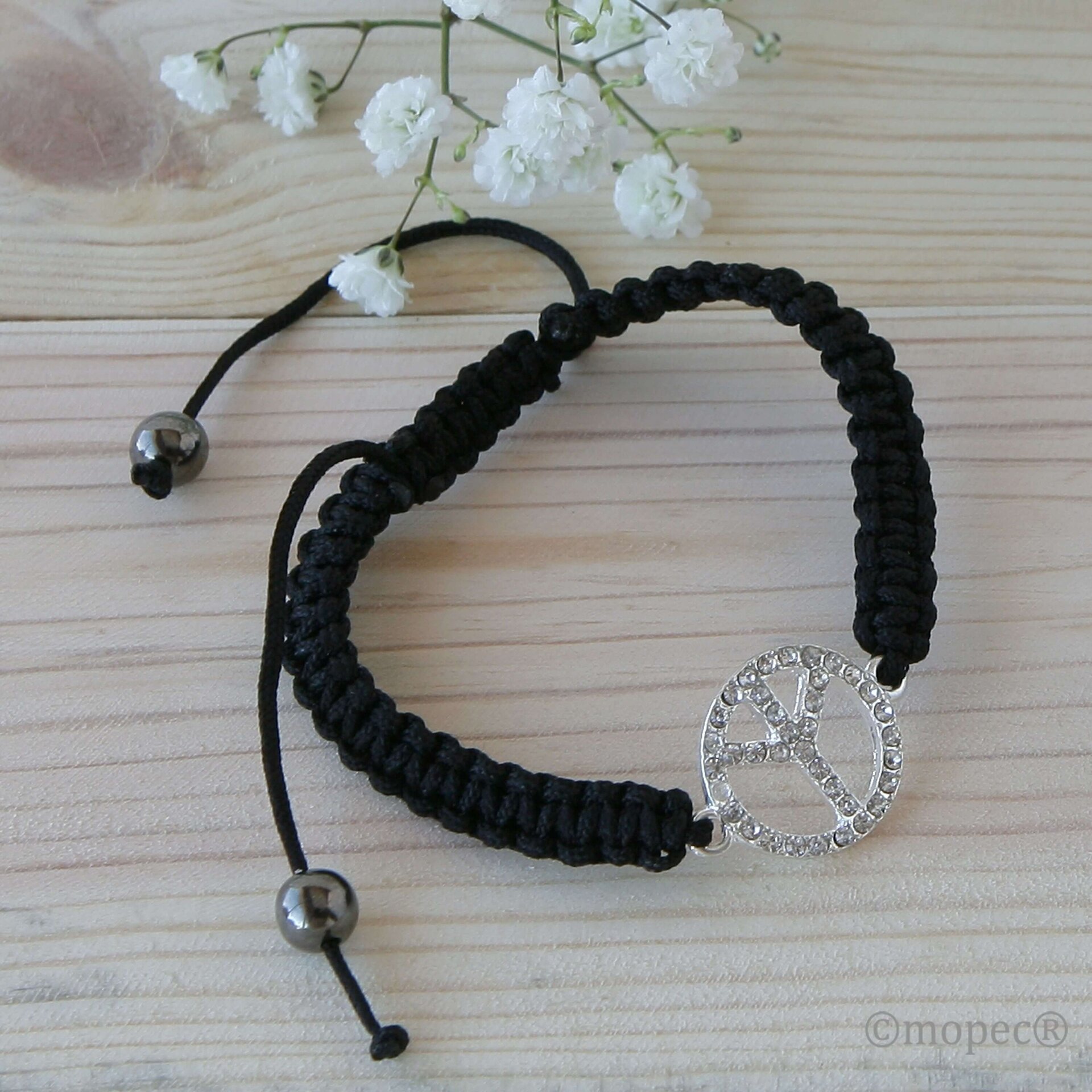 Pulsera símbolo paz regulable, min.4 WEB PROMO 0.50€ ud - 2