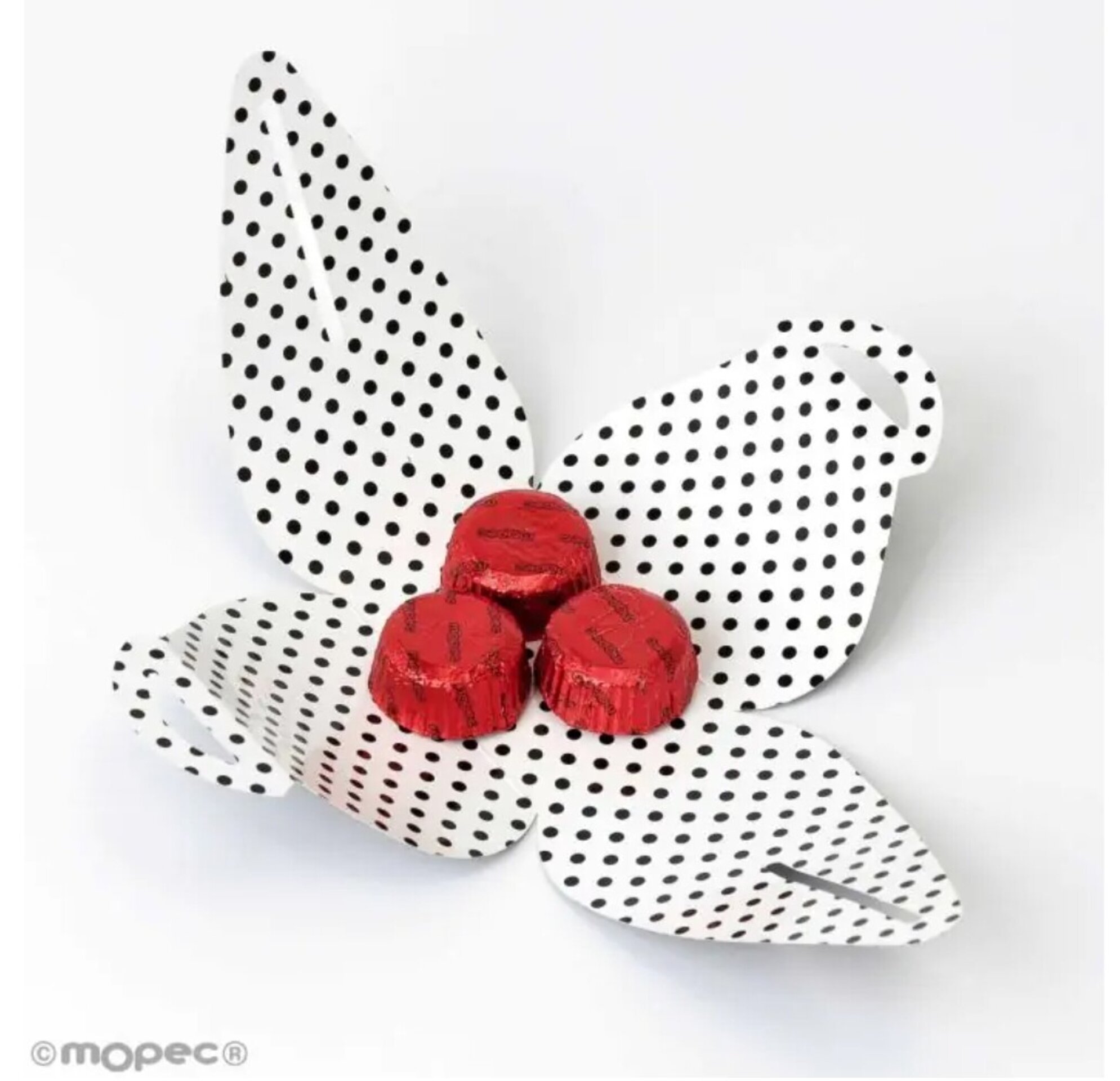 Estuche negro reversible con 3 bombones, cinta y tarjeta navideña - 2