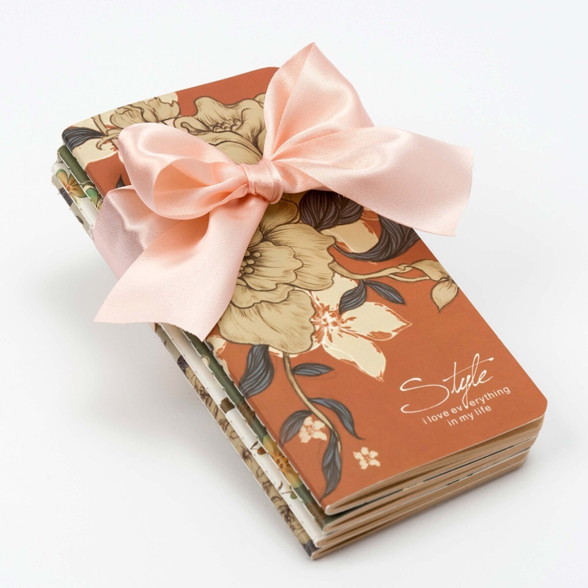 Set de 4 libretas flores con lazo - 1