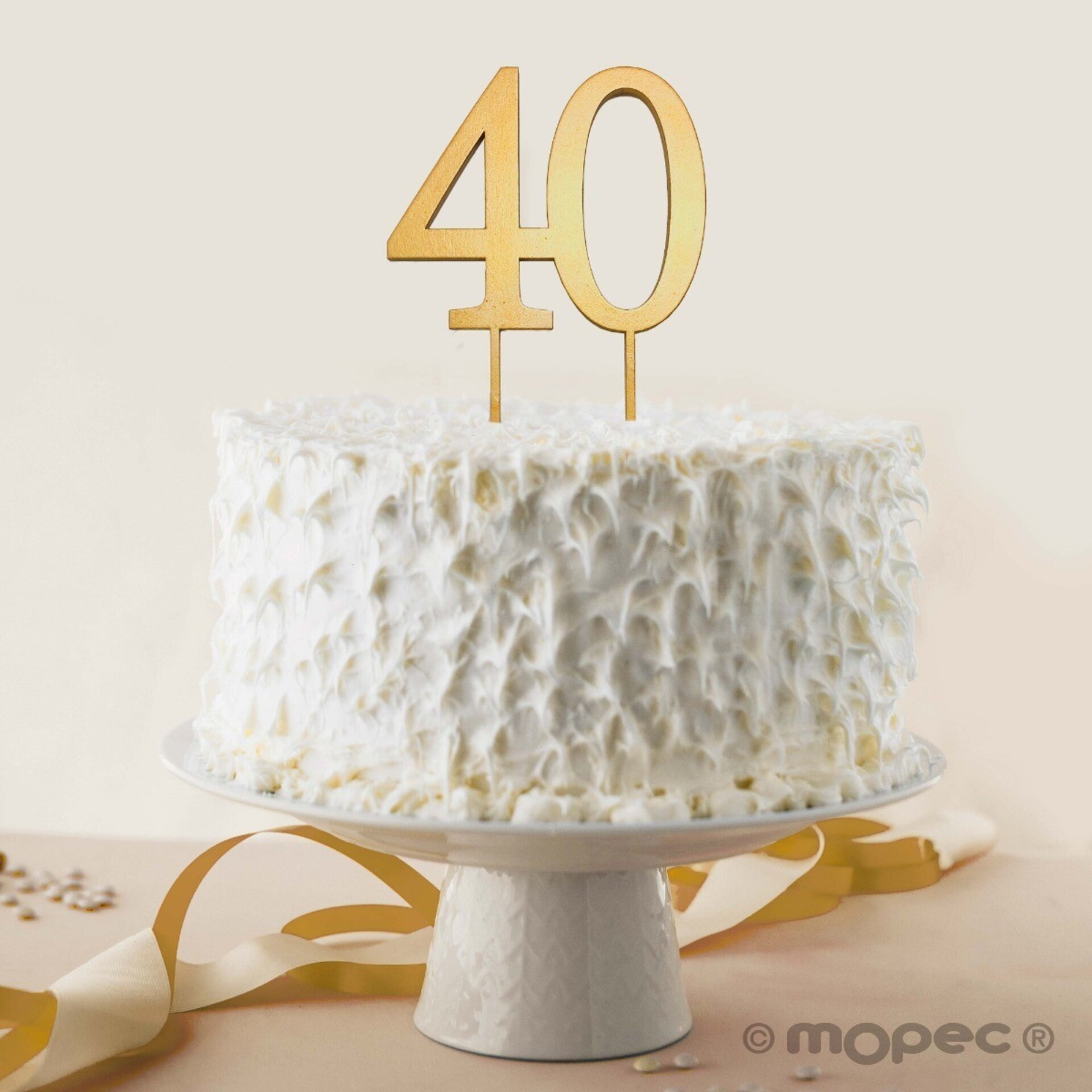 Cake topper 40 en color dorado 12x17cm. WEB PROMO - 2