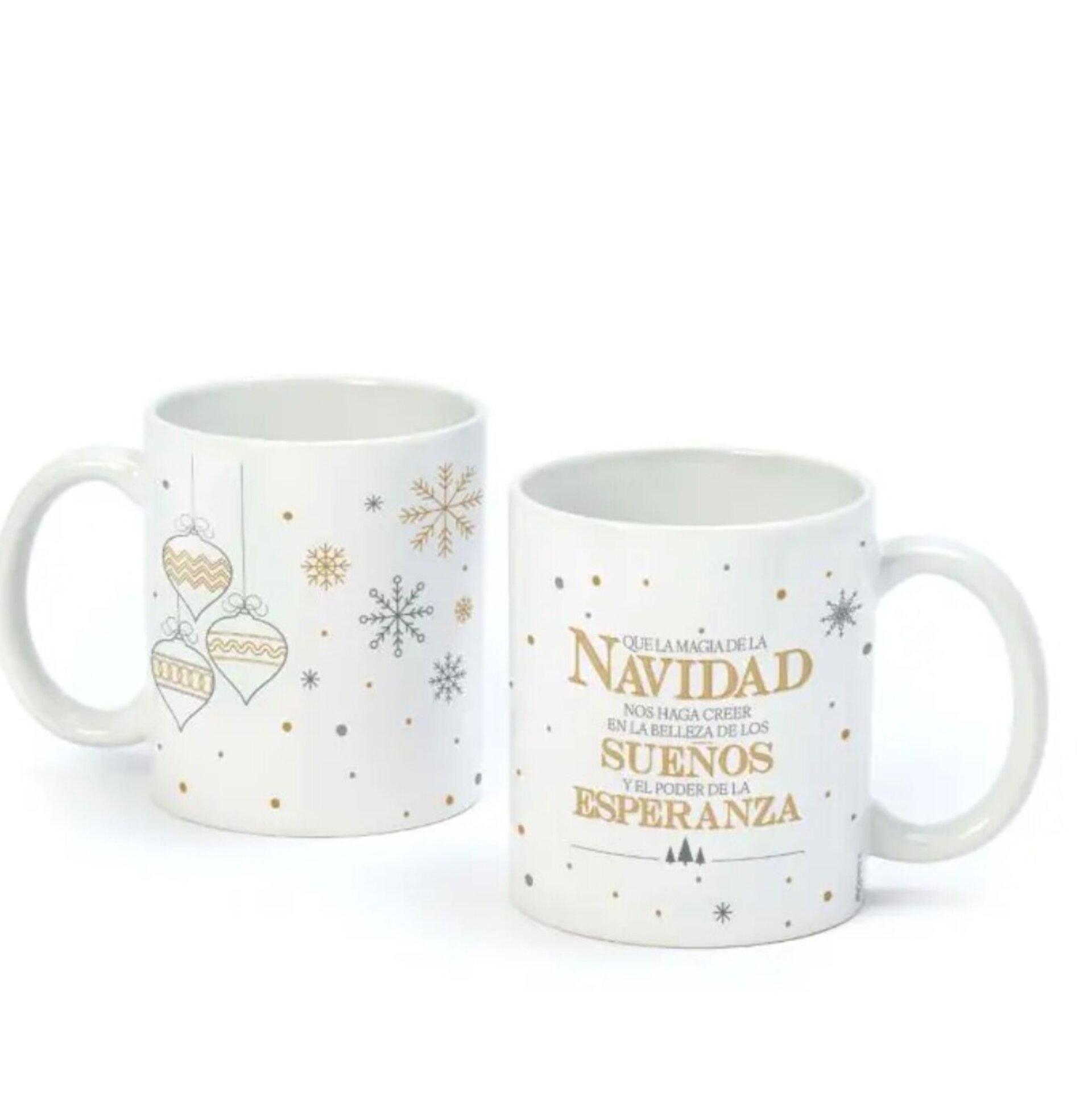 Taza copos de nieve con mensaje navideño en caja regalo - 2