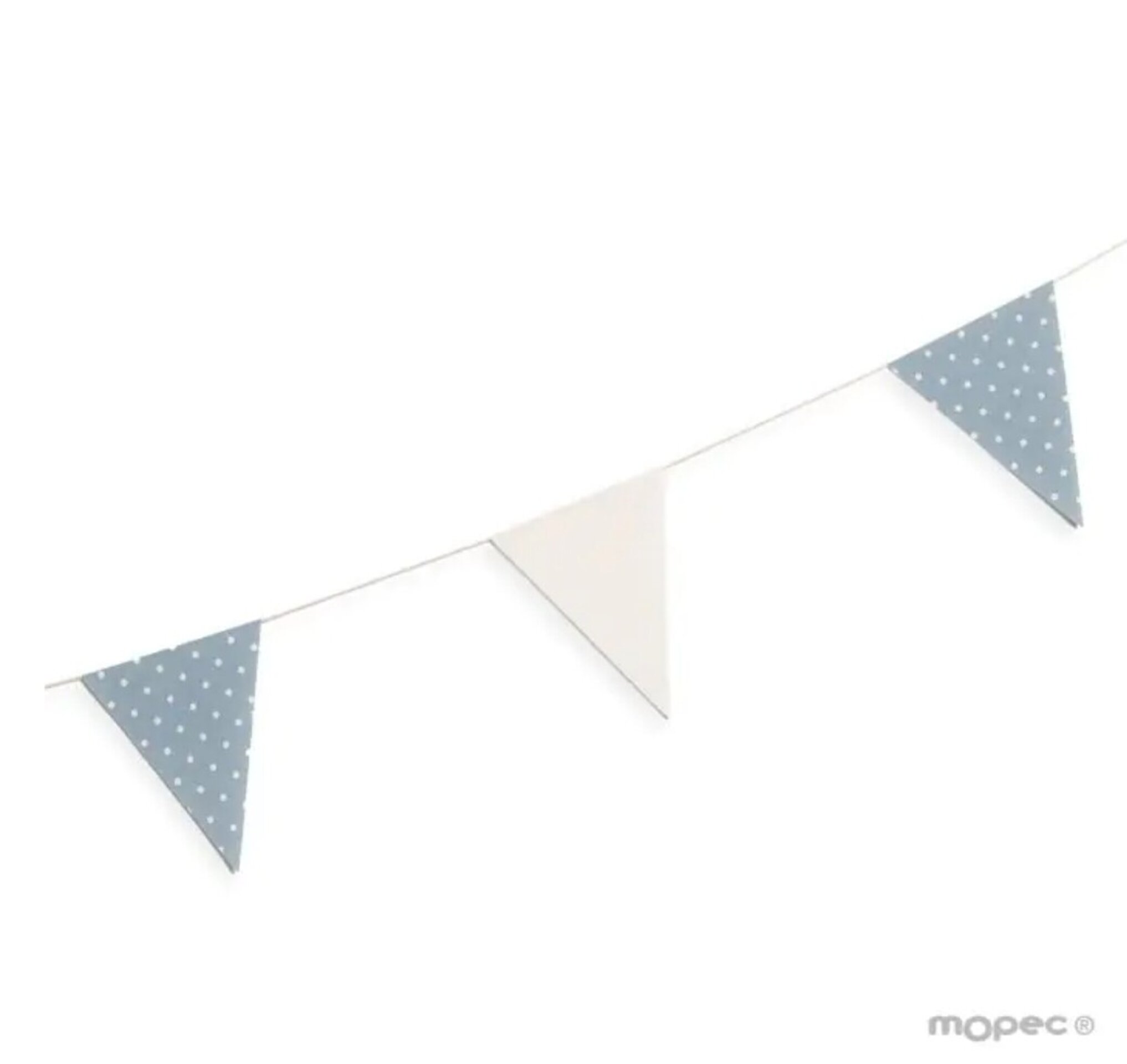 Guirnalda bandera tela 12x16cm. marfil y azul topos 180cm. - 1