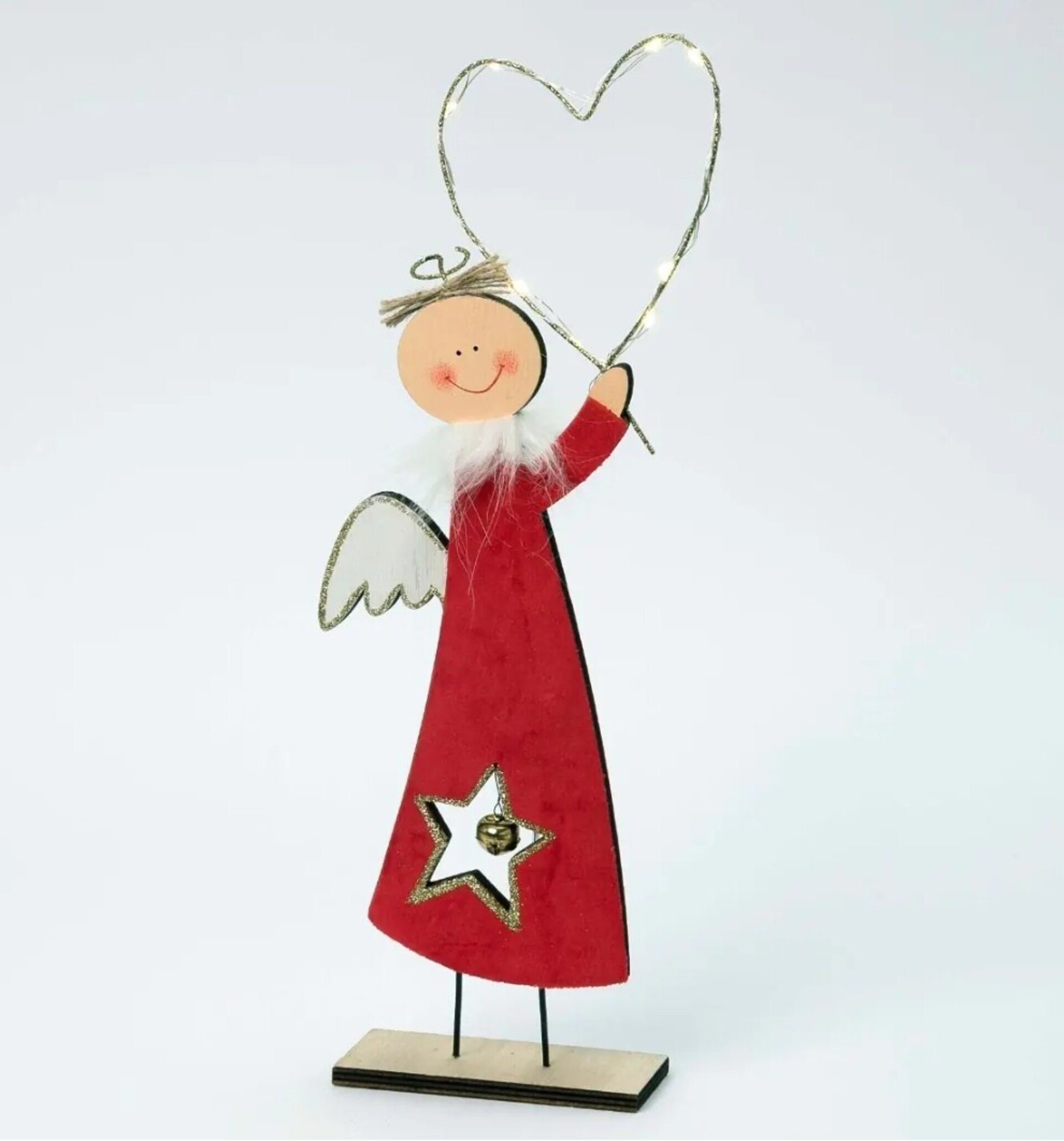 Figura de madera Ángel terciopelo rojo con led 10€ min 2 - 2