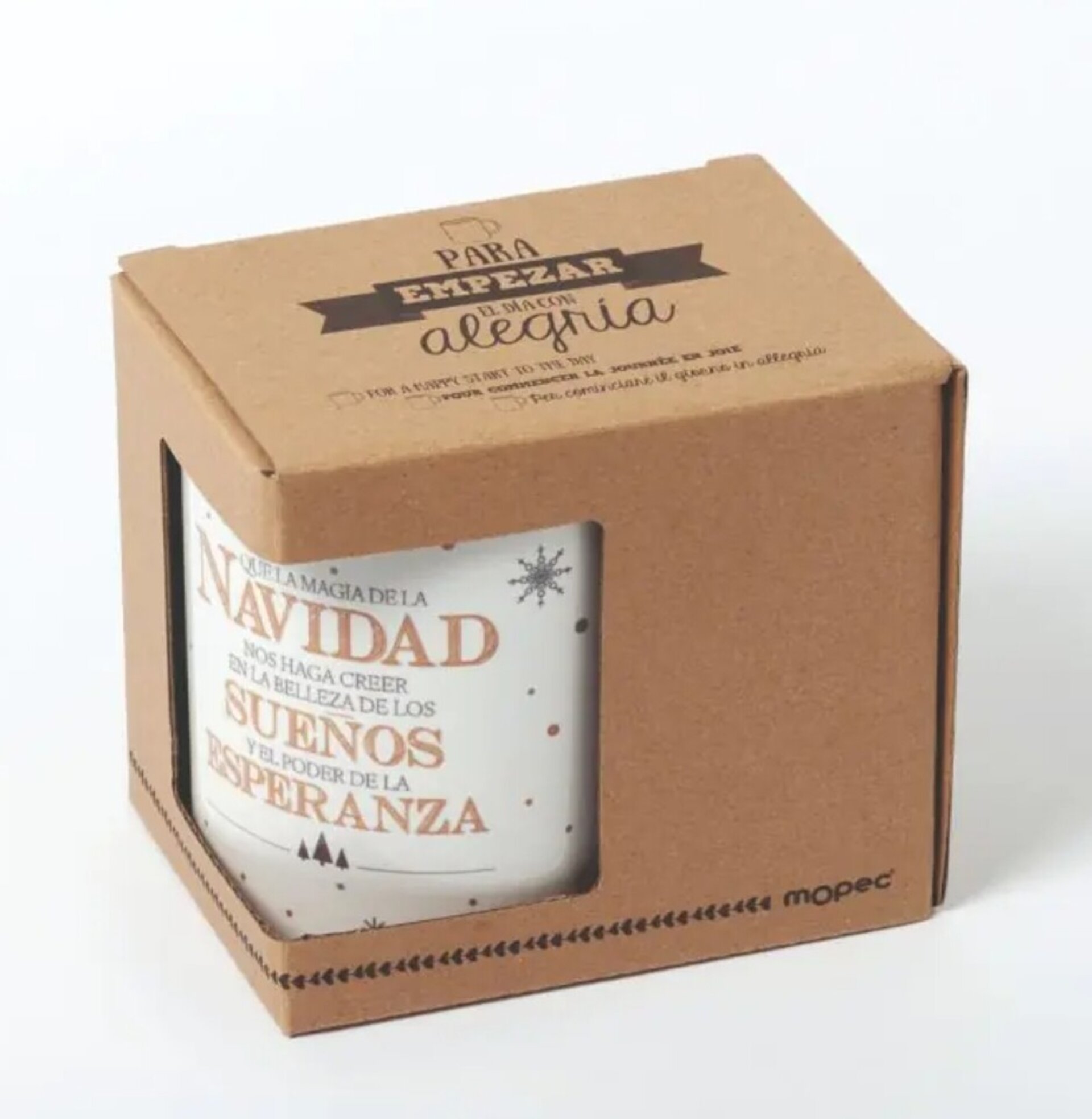 Taza copos de nieve y mensaje 6bombones en caja regalo - 2