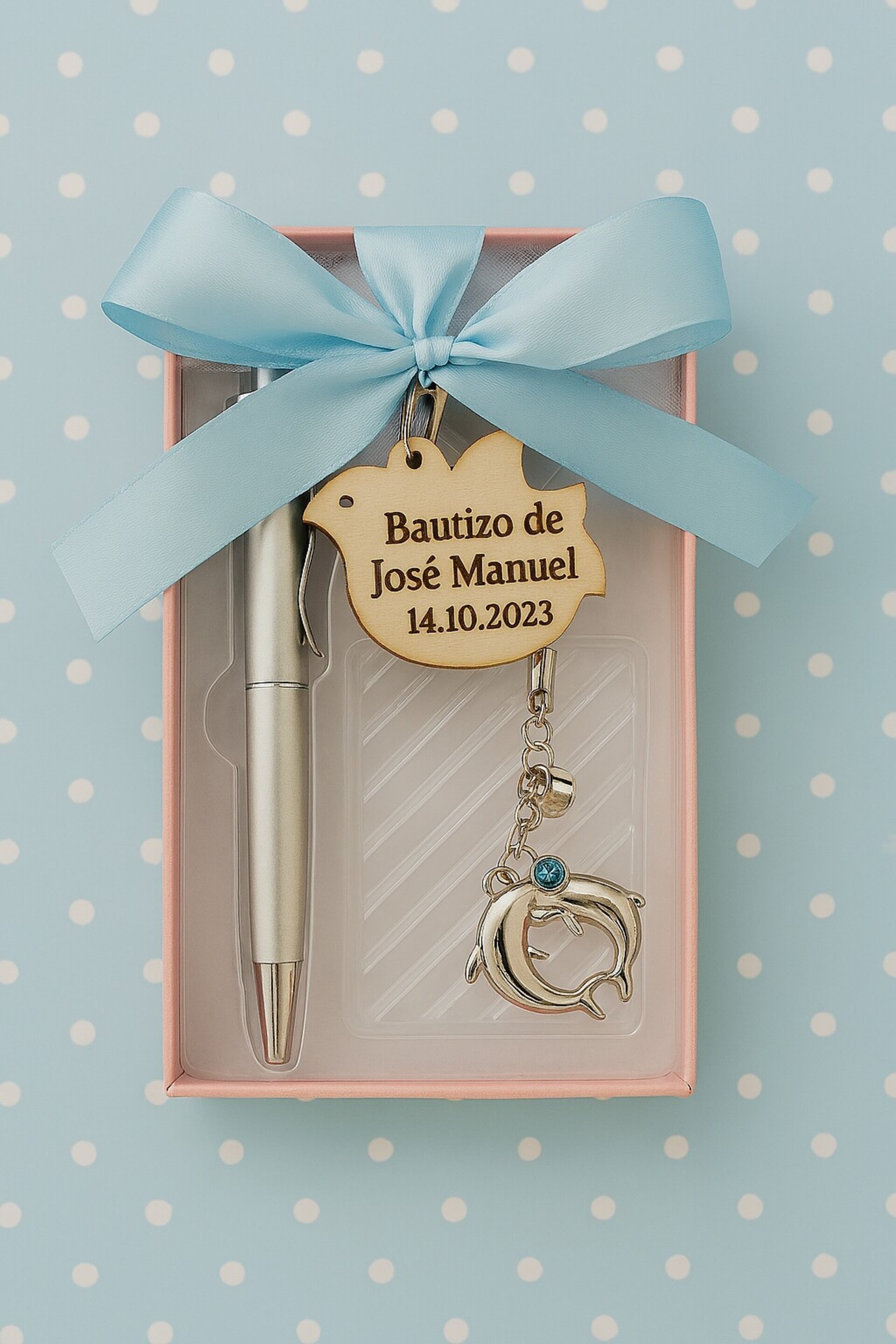 Bolígrafo + llavero para bautizo - 1