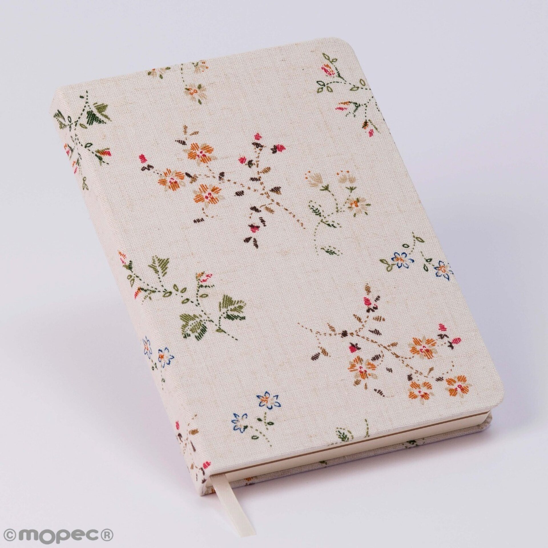 Libreta acabado textil con flores - 2