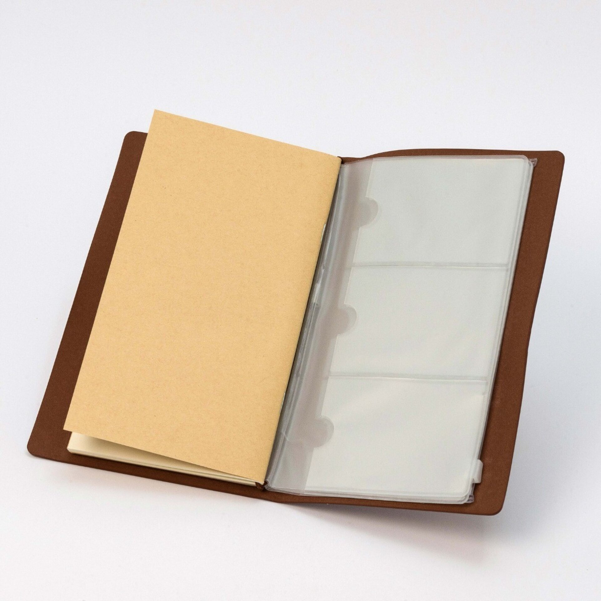 Libreta simil piel marrón con porta tarjeta - 2