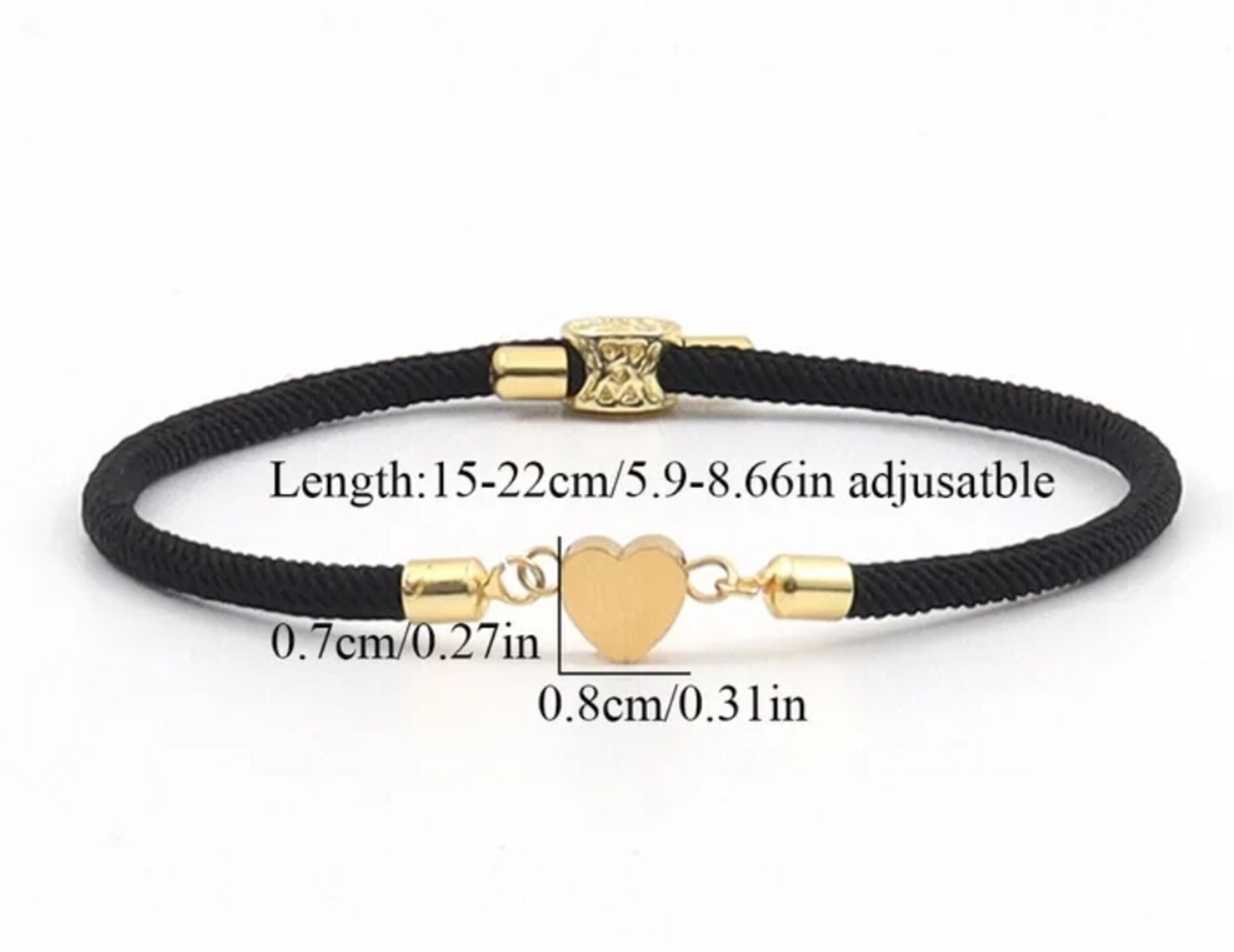 Pulsera con corazón y charm 4 colores - 7