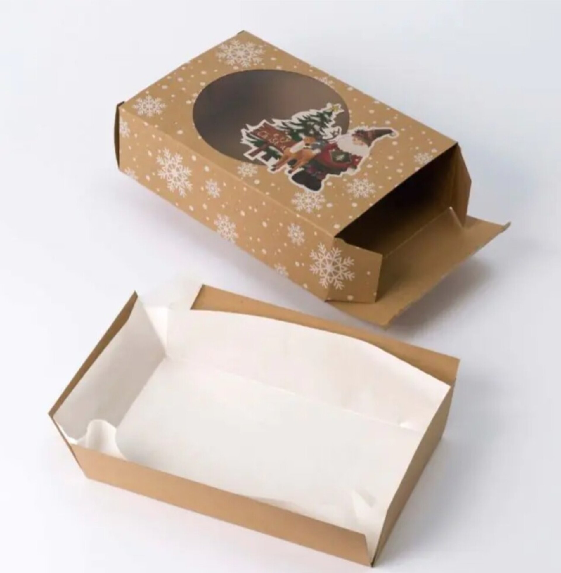 Caja navideña muñeco de nieve y Papá Noel con ventana 1.10€ ud - 2