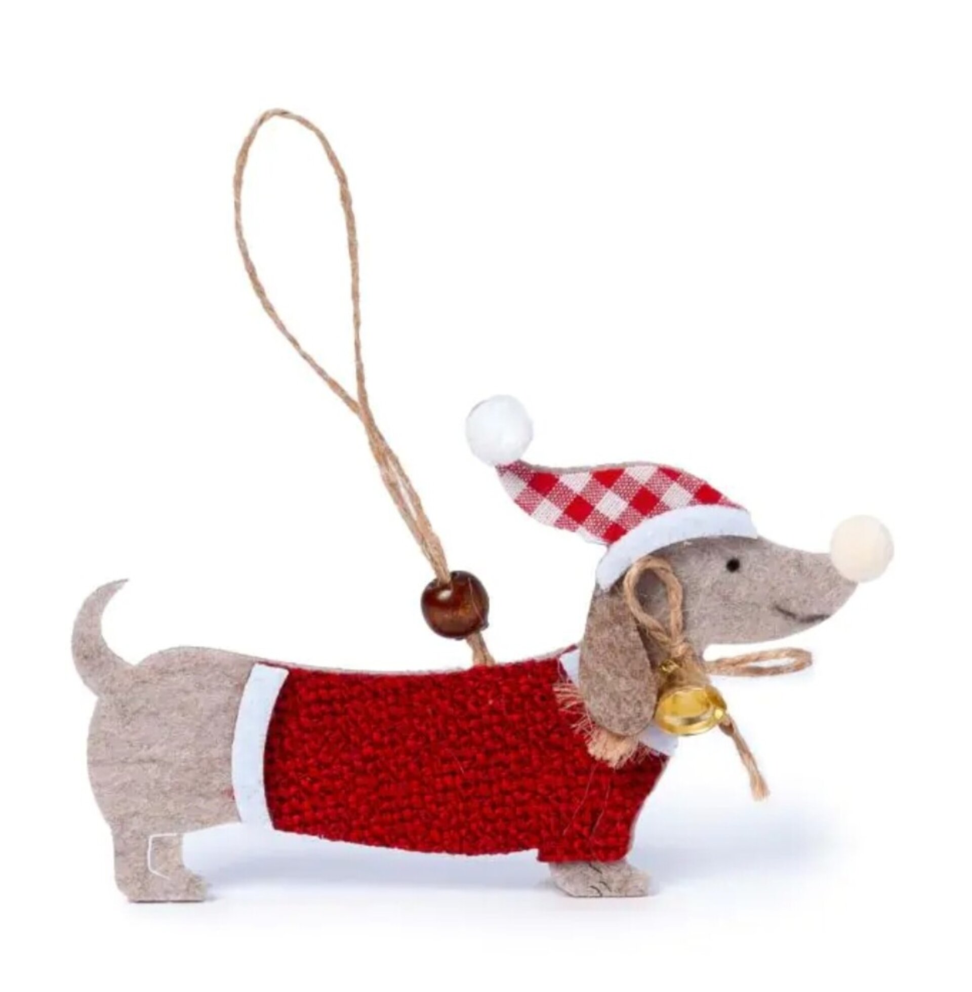 Colgante navideño perrito gorro Papa Noél 2 napolitanas - 2