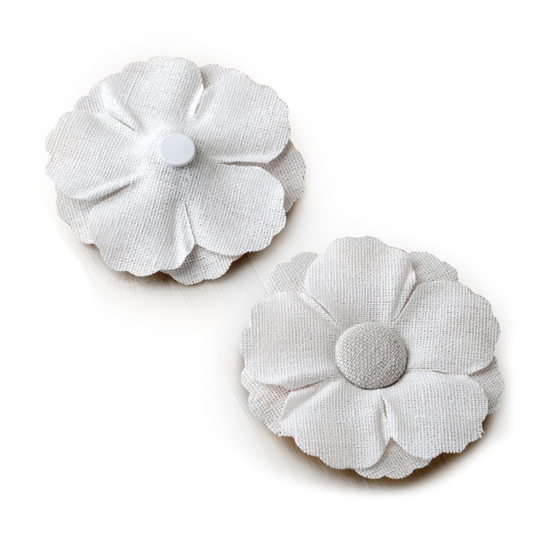 Flor blanca de lino con adhesivo min 4 precio ud 0,45€ - 1