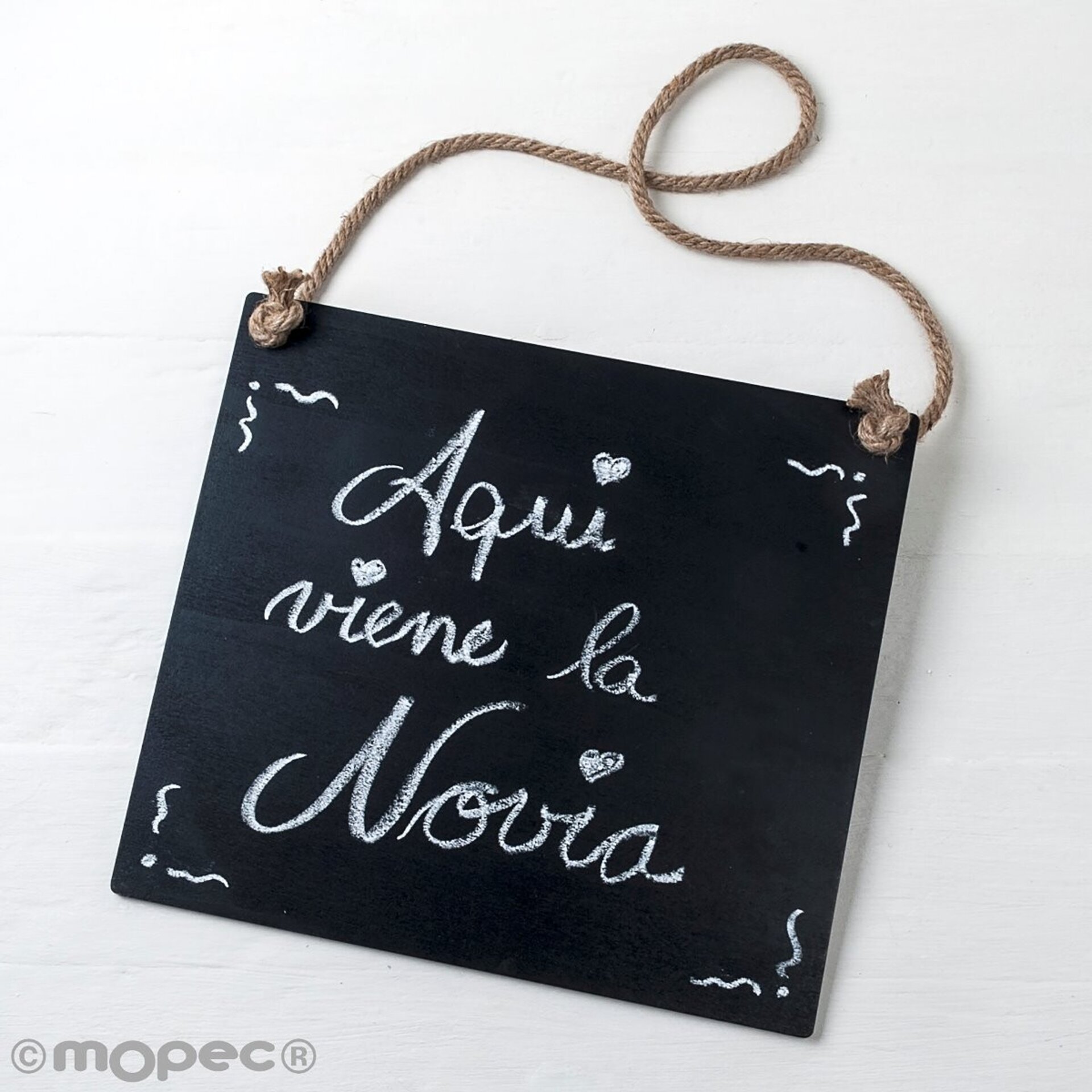 Pizarra negra con cordel 30x27x0,5cm. - 2