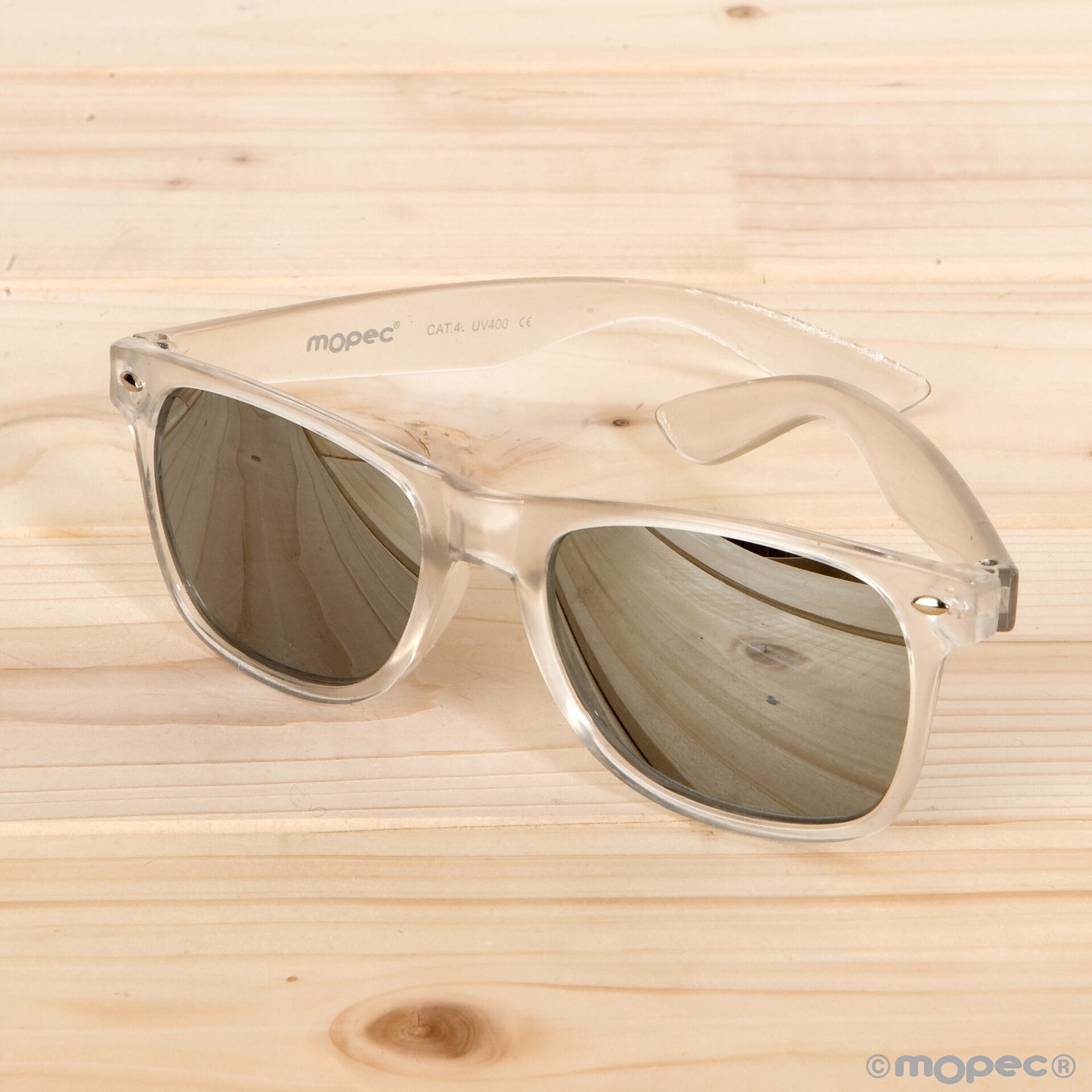 Gafas de sol semi-transparentes plateadas lente espejo - 2