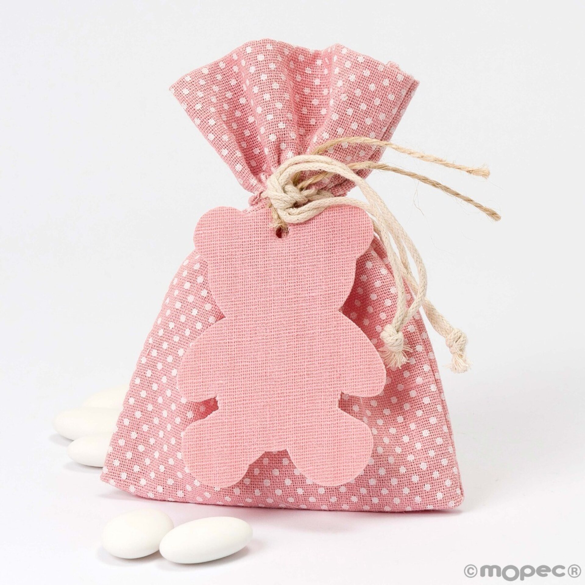 Bolsa topos rosa con colgante oso 5 peladillas choc - 1
