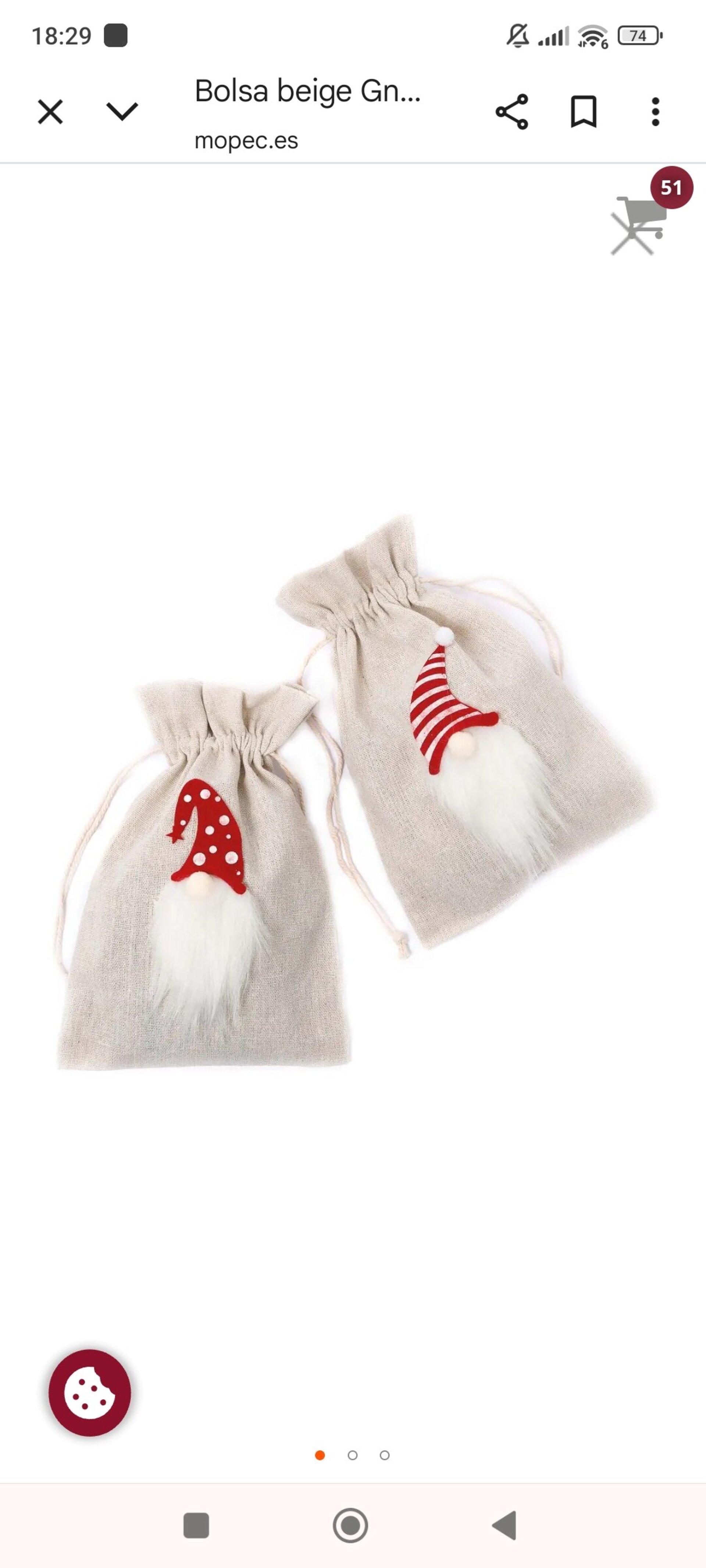 Bolsa beige Gnomos rojos, stdo.2, 20 cm min.4 - 2