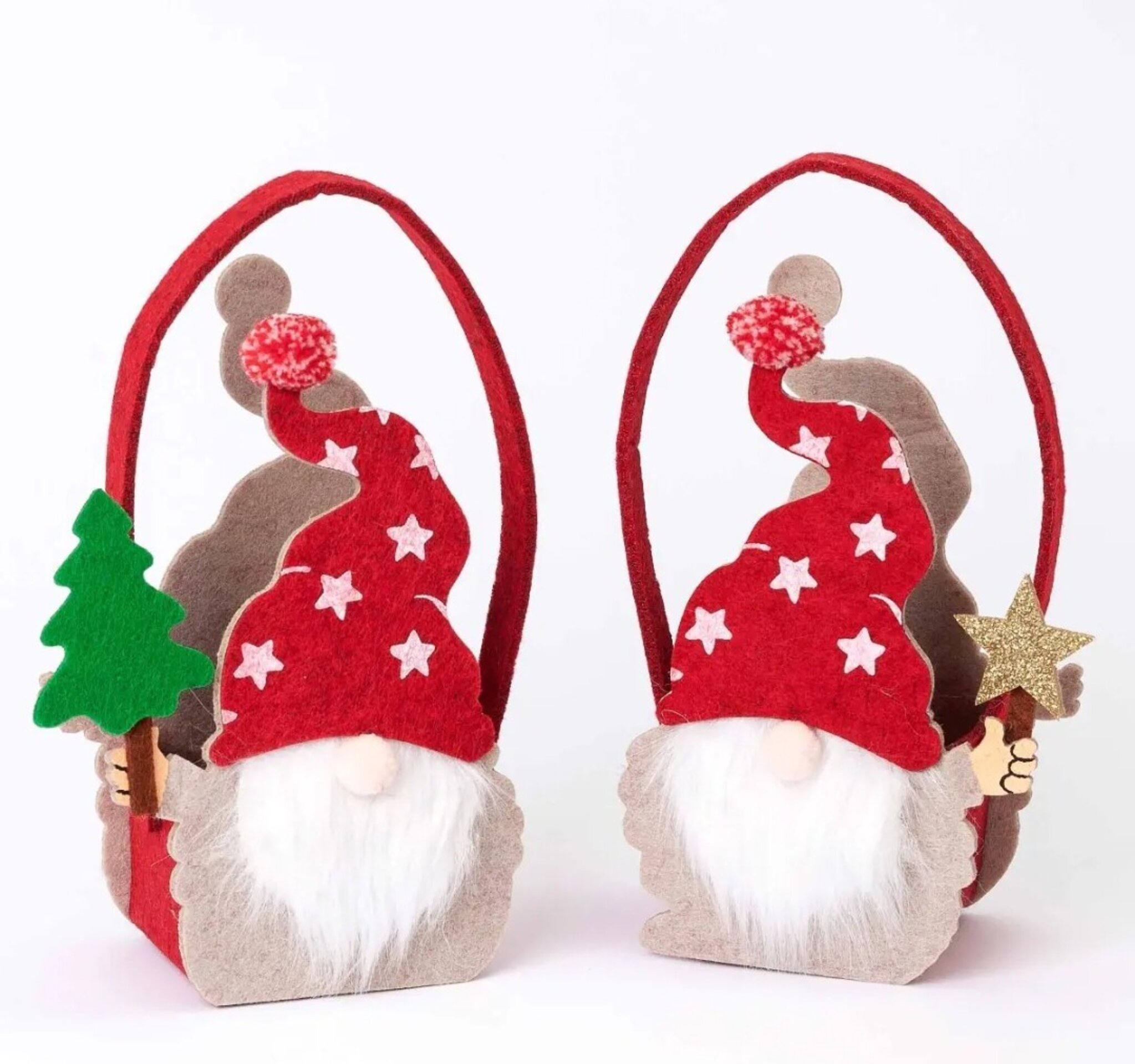 Cesto navideño de gnomo con gorro rojo, estrella/árbol - 2