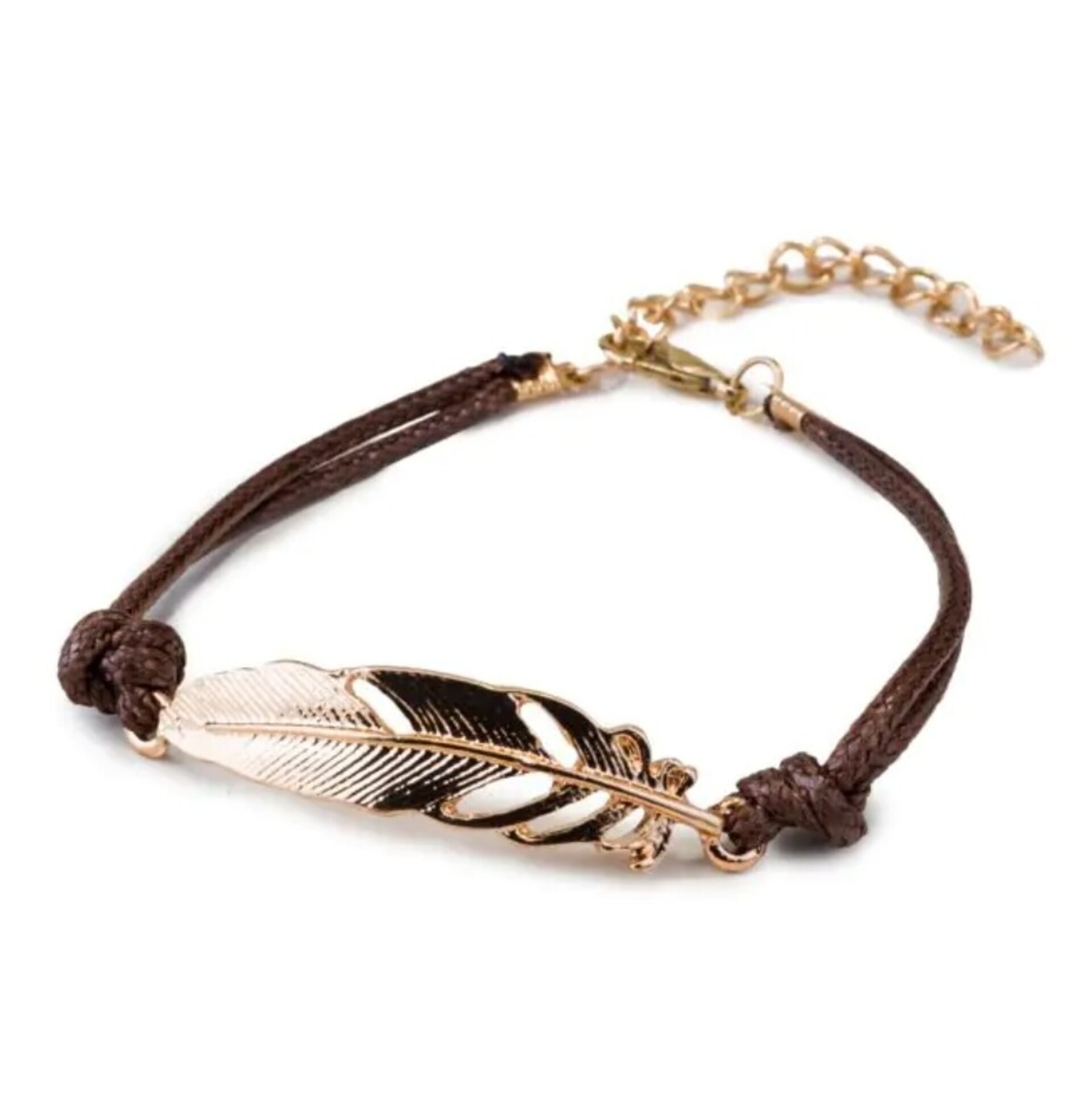 Pulsera pluma dorada de metal 1.20 €- Minimo 4 unidades - 1