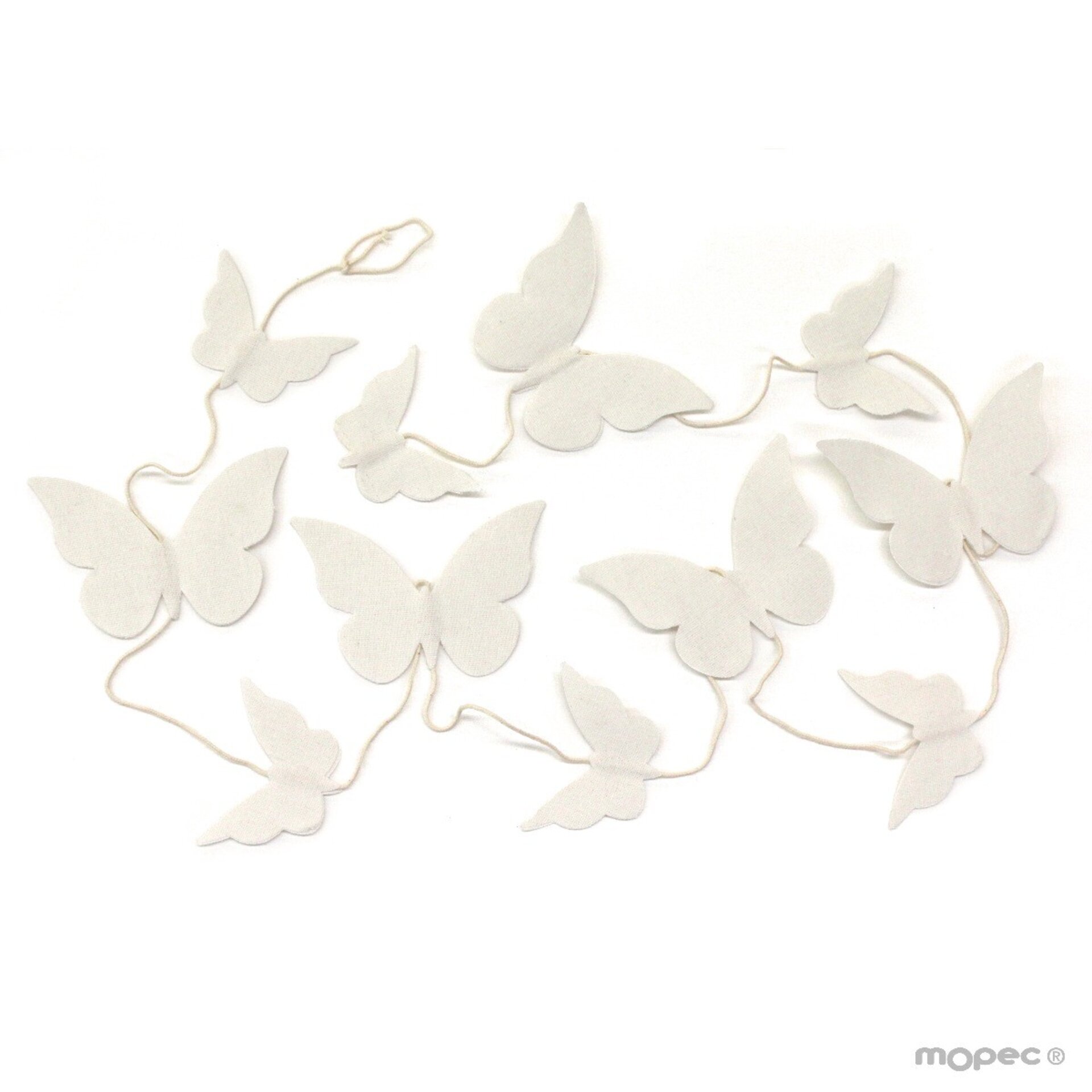 Guirnalda de mariposas de algodón color blanco 1,5 mts - 2