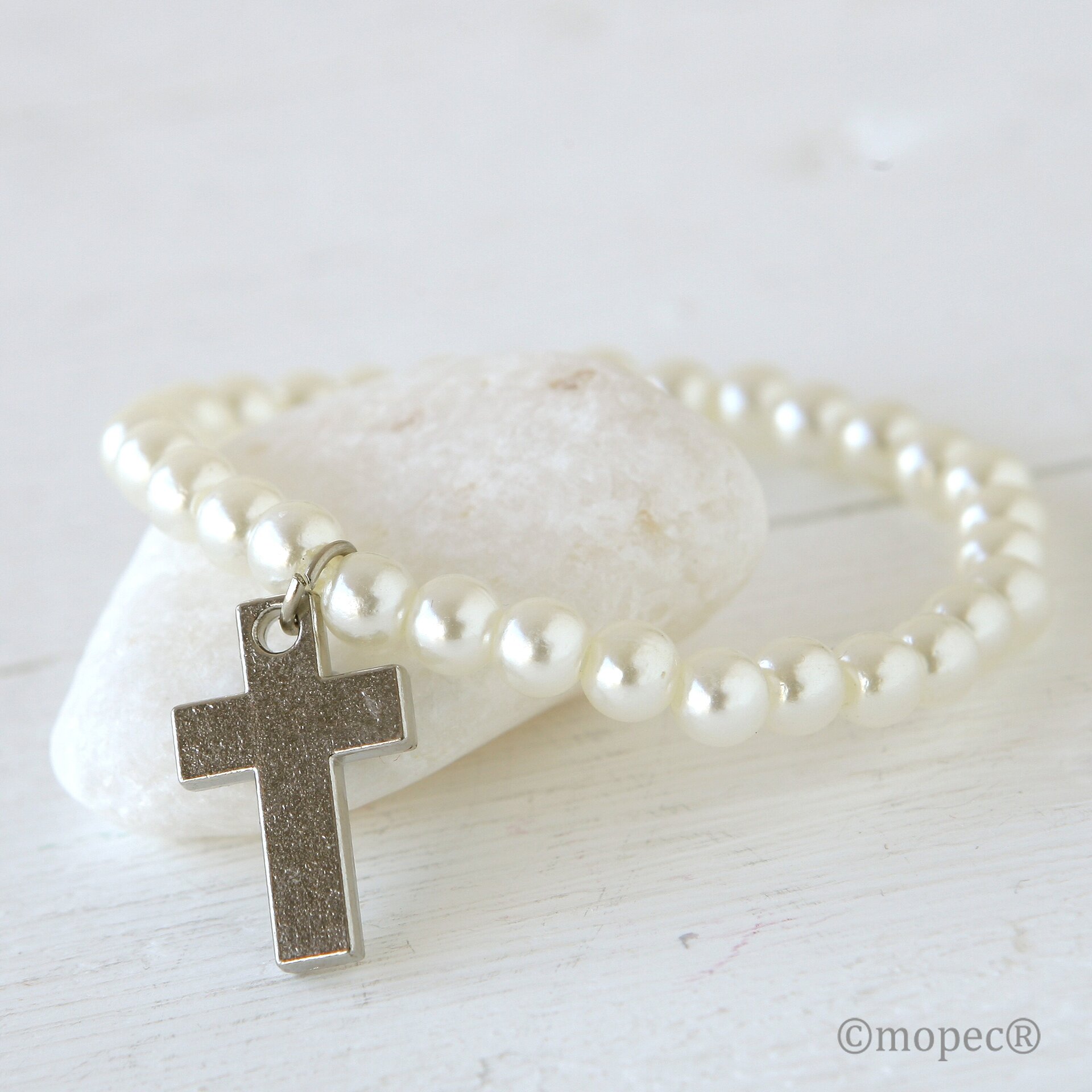 Pulsera perlitas y cruz, min.4 1,10€ - 2