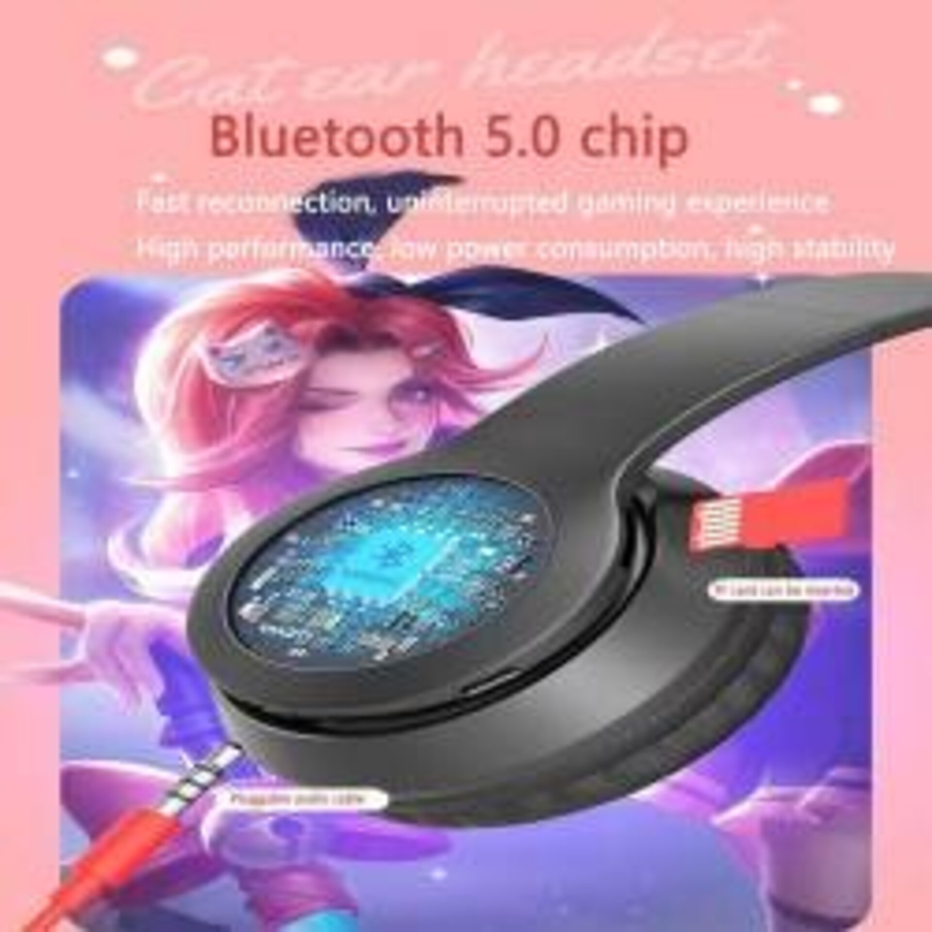 CASCOS AURICULARES OREJAS INALÁMBRICOS AZUL+CAJA - 3