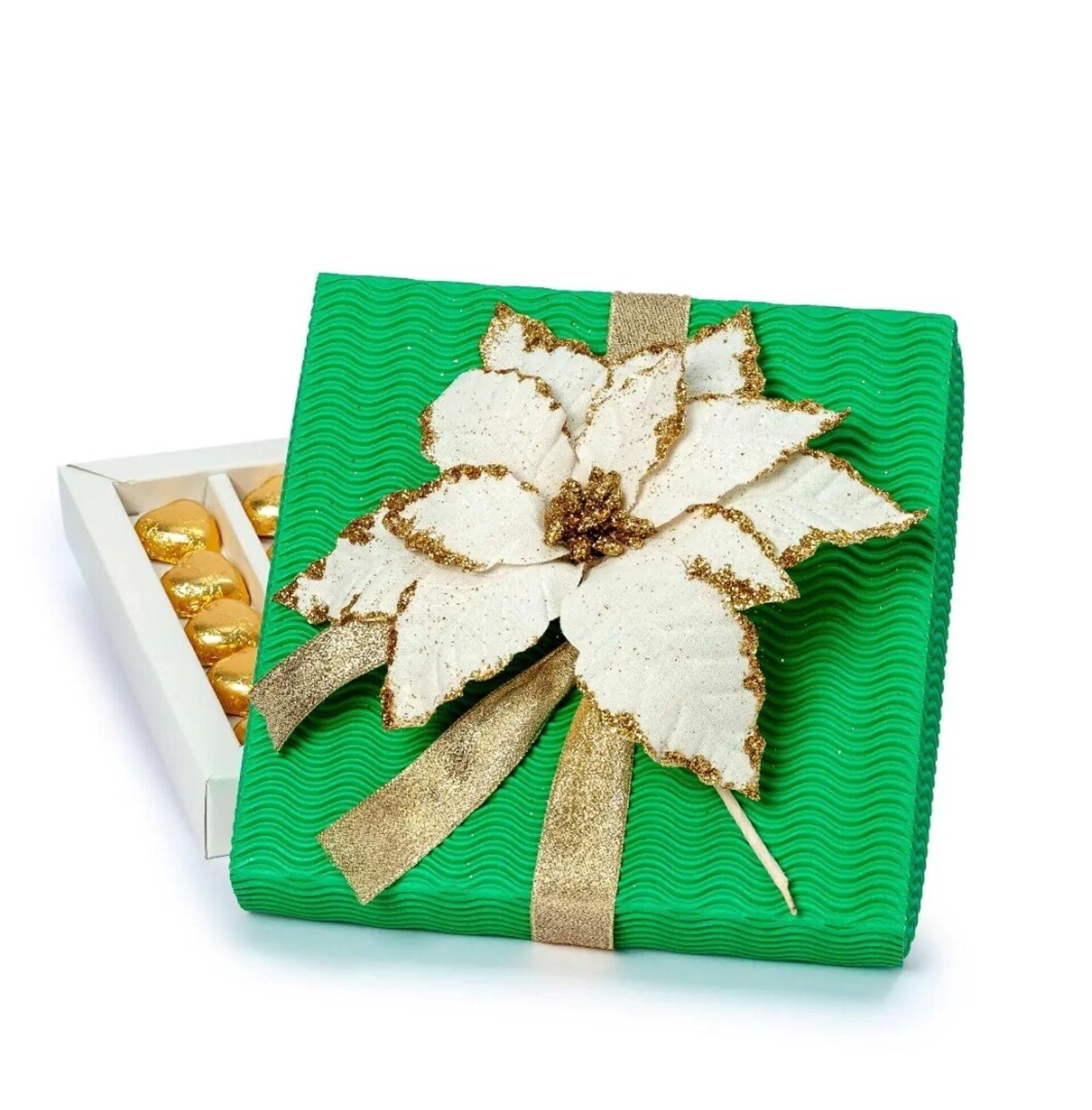 Caja verde 20 cora-choc poinsettia blanca - 2