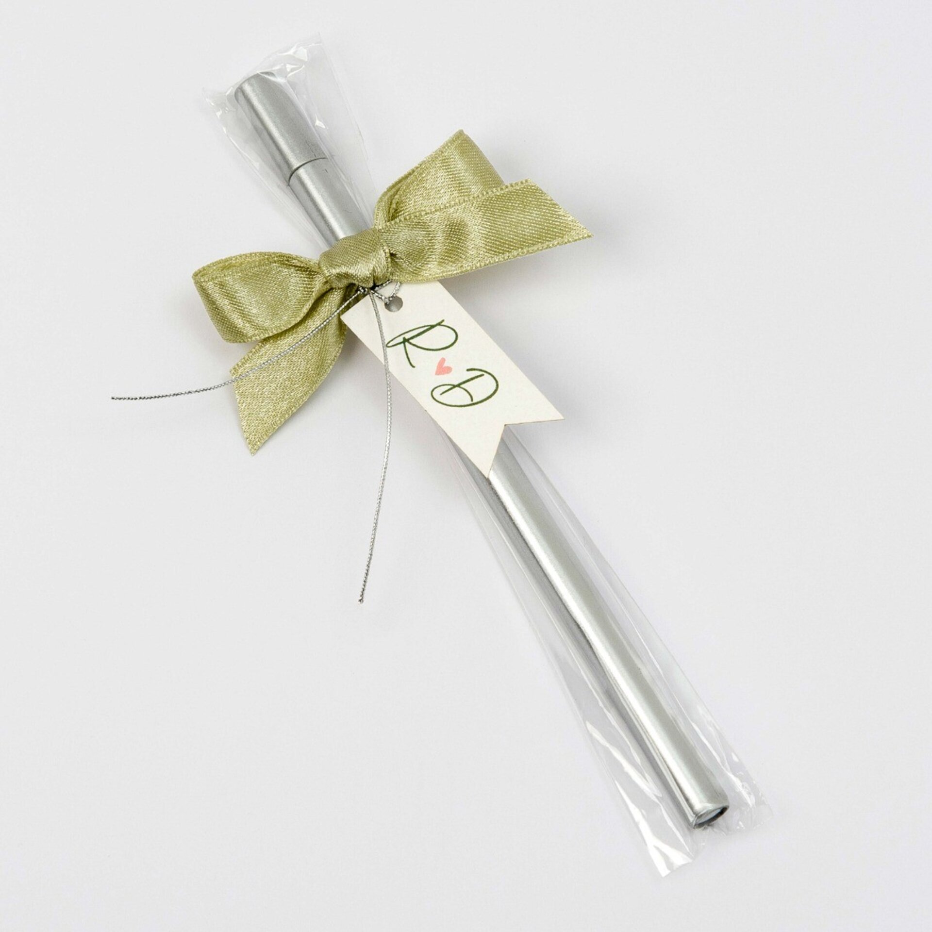 Rotulador simply plateado decorado lazo verde - 2
