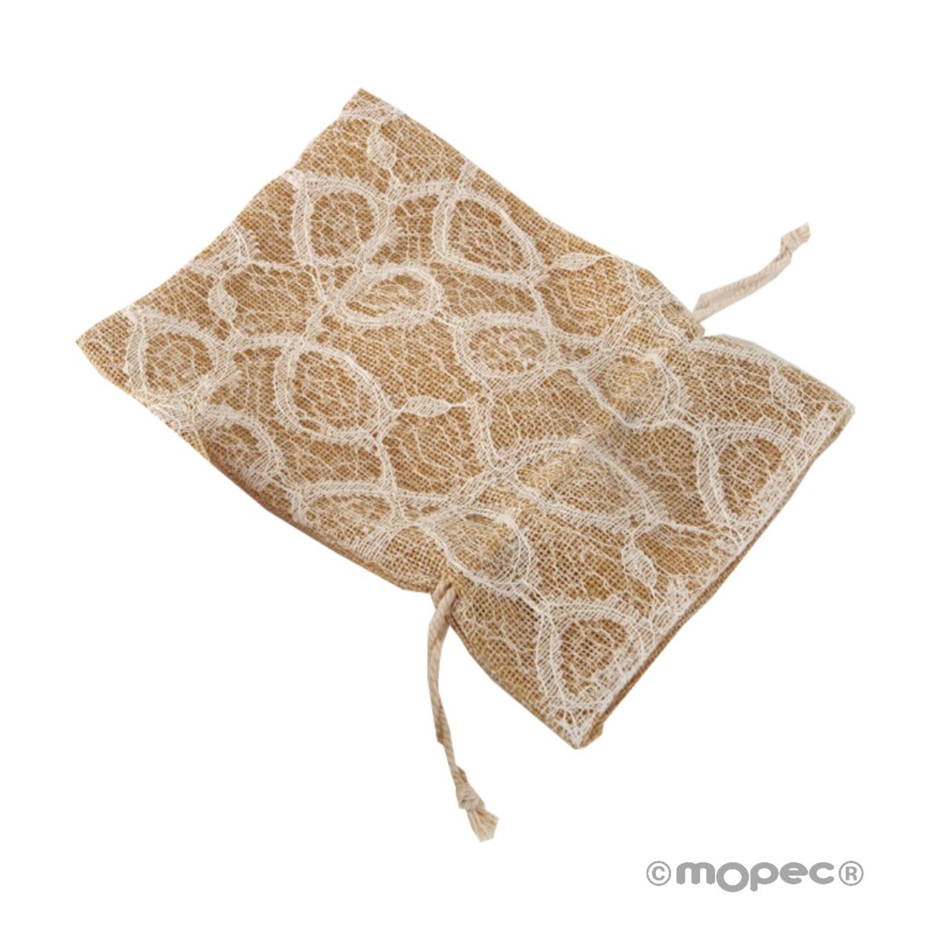 Bolsa burlap con blonda marfil 12,5x17,5cm., min.24 0,95€ - 2