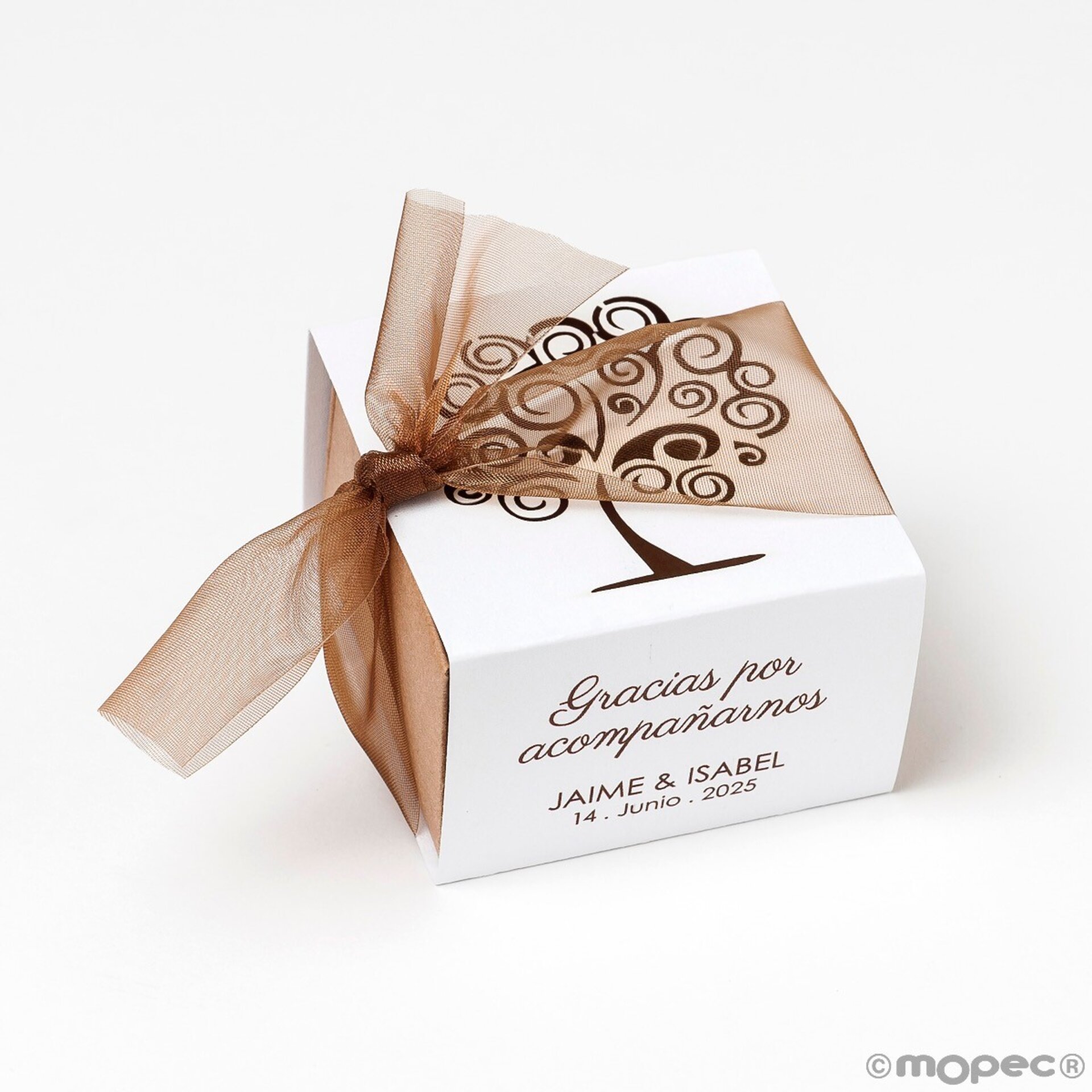 Caja papel cuadrada árbol de la vida, mínimo 25 0,60€ - 2