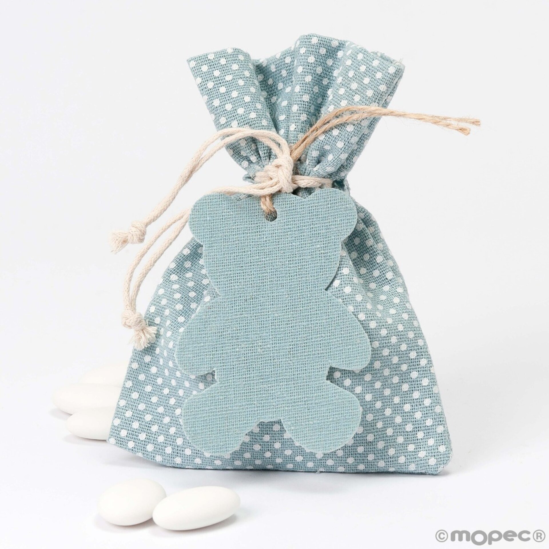 Bolsa topos azul 5 peladillas choc con colgante oso - 1