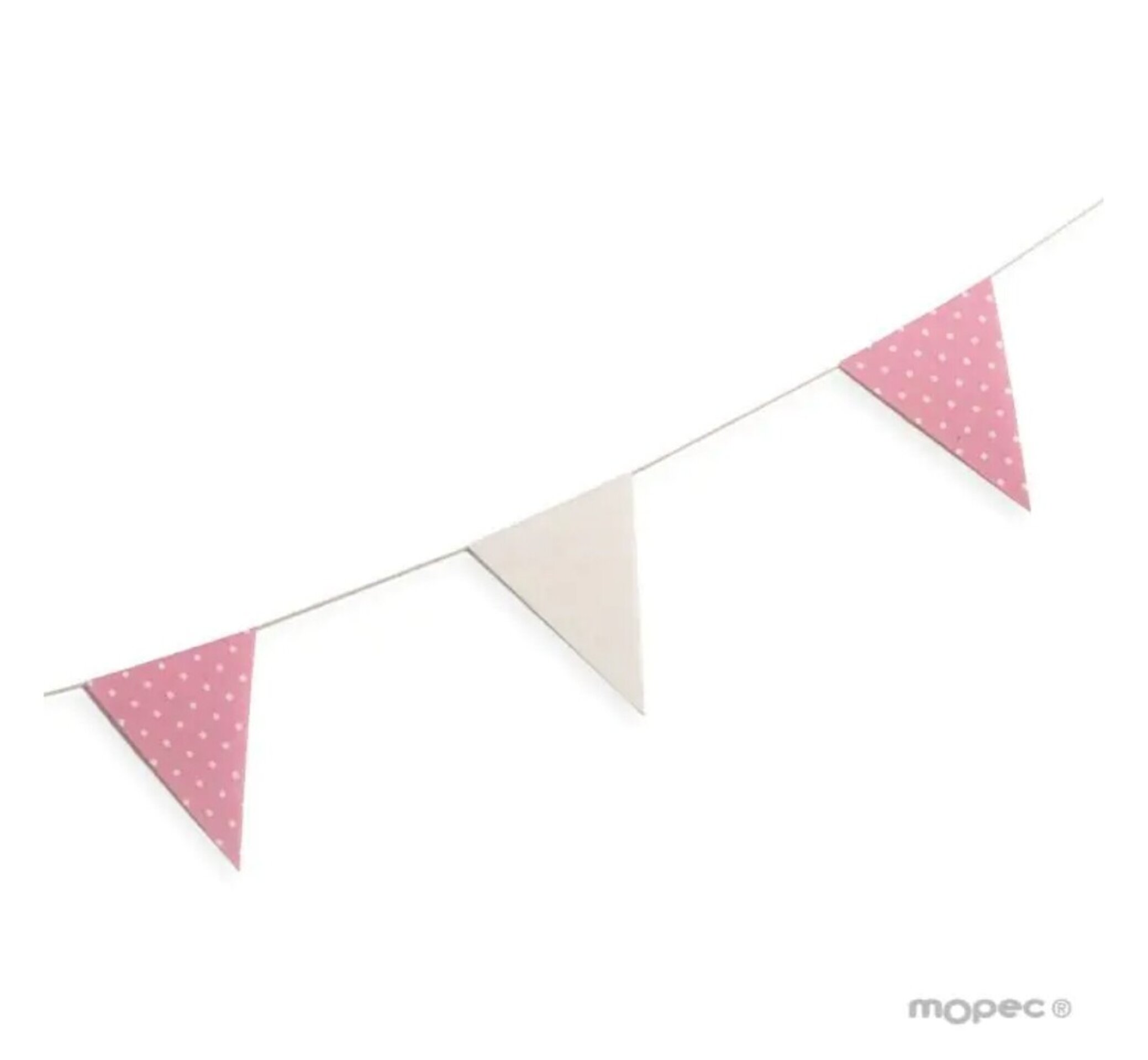 Guirnalda bandera tela 12x16cm. marfil y rosa topos 180cm. - 1