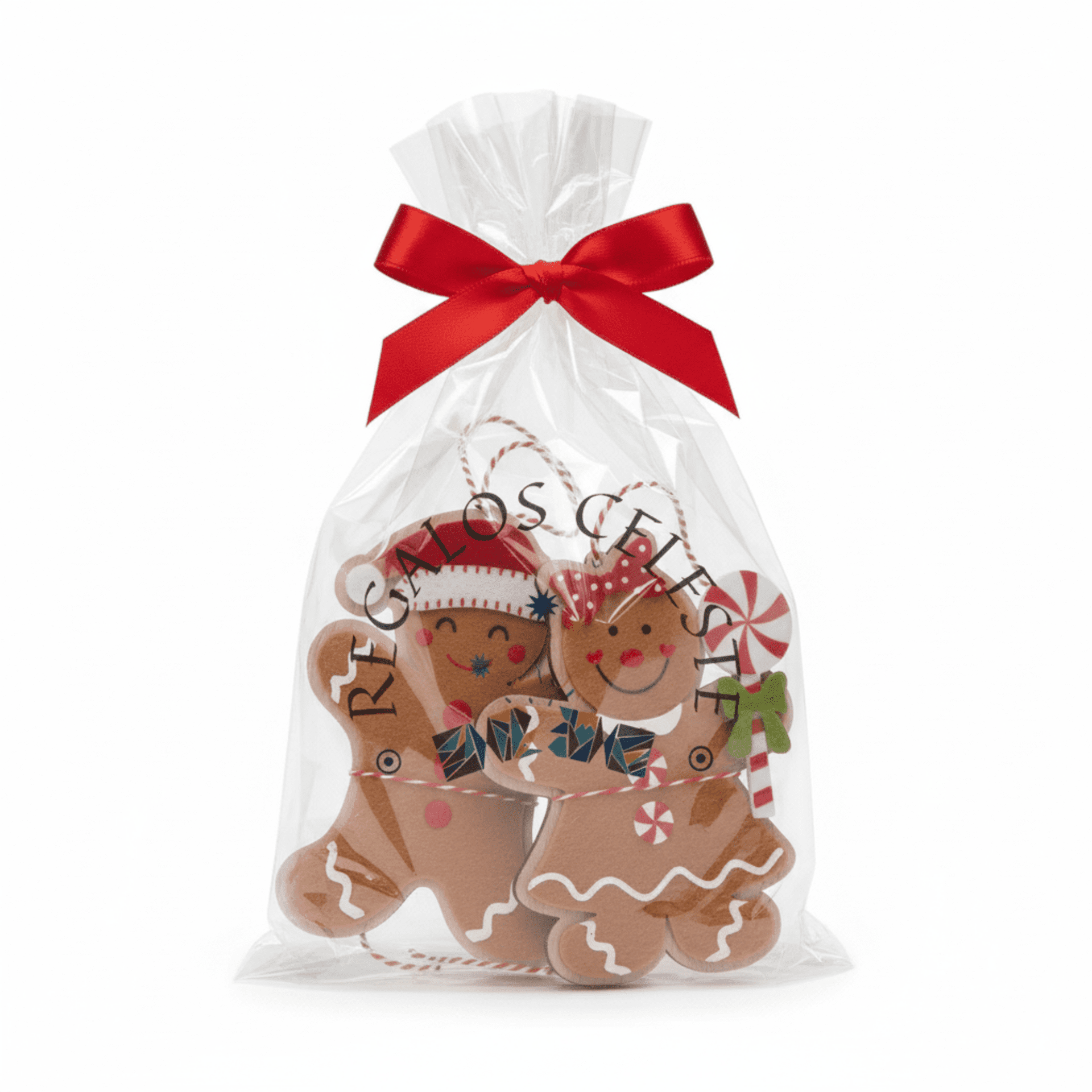 Colgante galletas jengibre fieltro y madera 1 bombón - 2