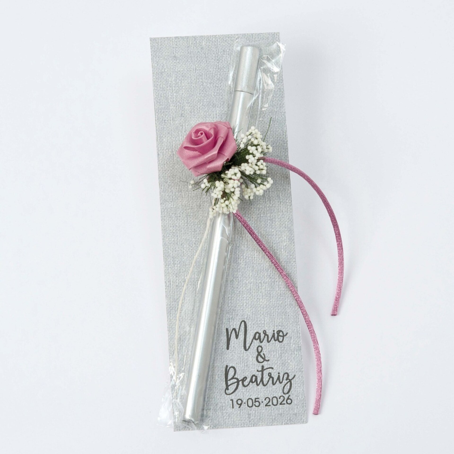 Rotulador plateado adornado flor malva y punto de libro - 2