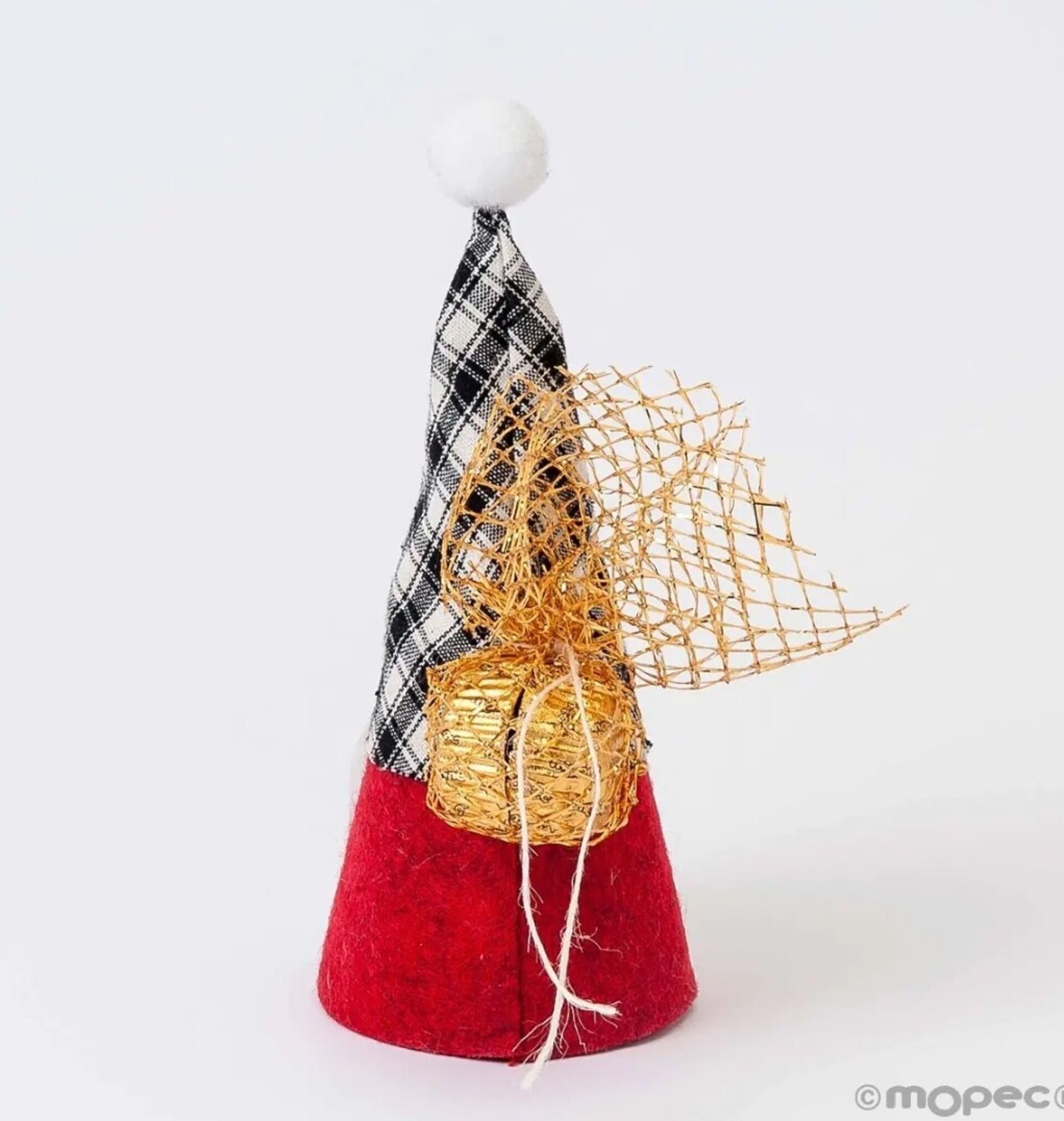 Gnomo rojo gorro cuadros negros 2bombones 15cm - 2