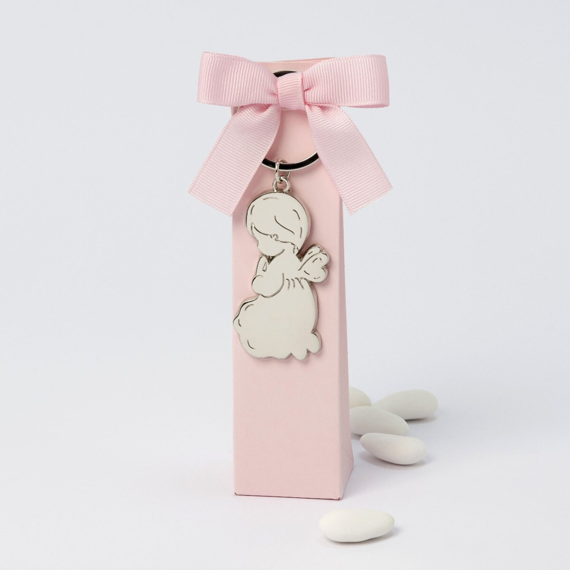 Llavero metal Angel en estuche rosa 5 peladillas chocolate - 2