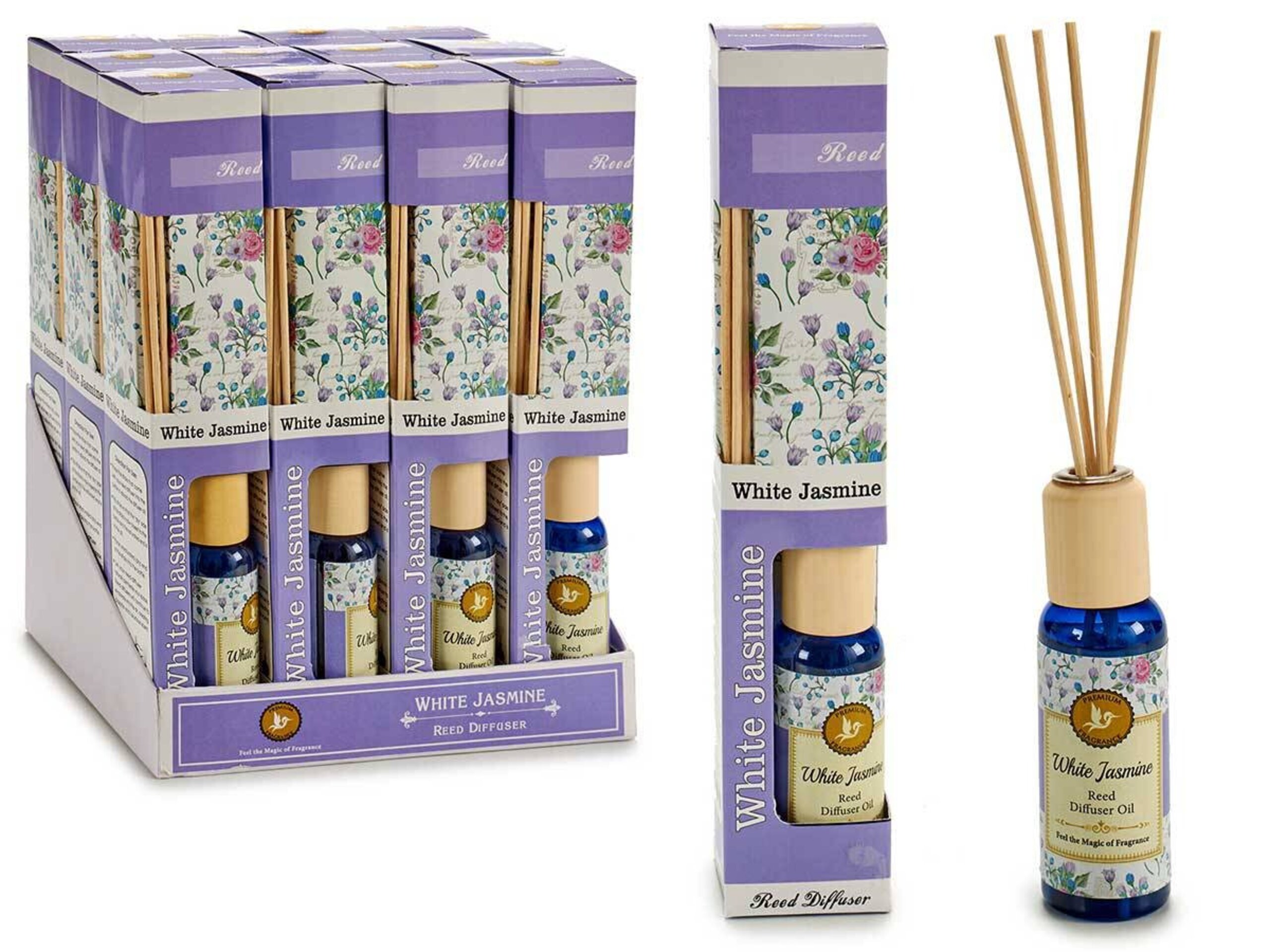 DISPLAY 12 AMBIENTADORES MIKADOS 50ML CON VARILLAS JAZMIN - 1
