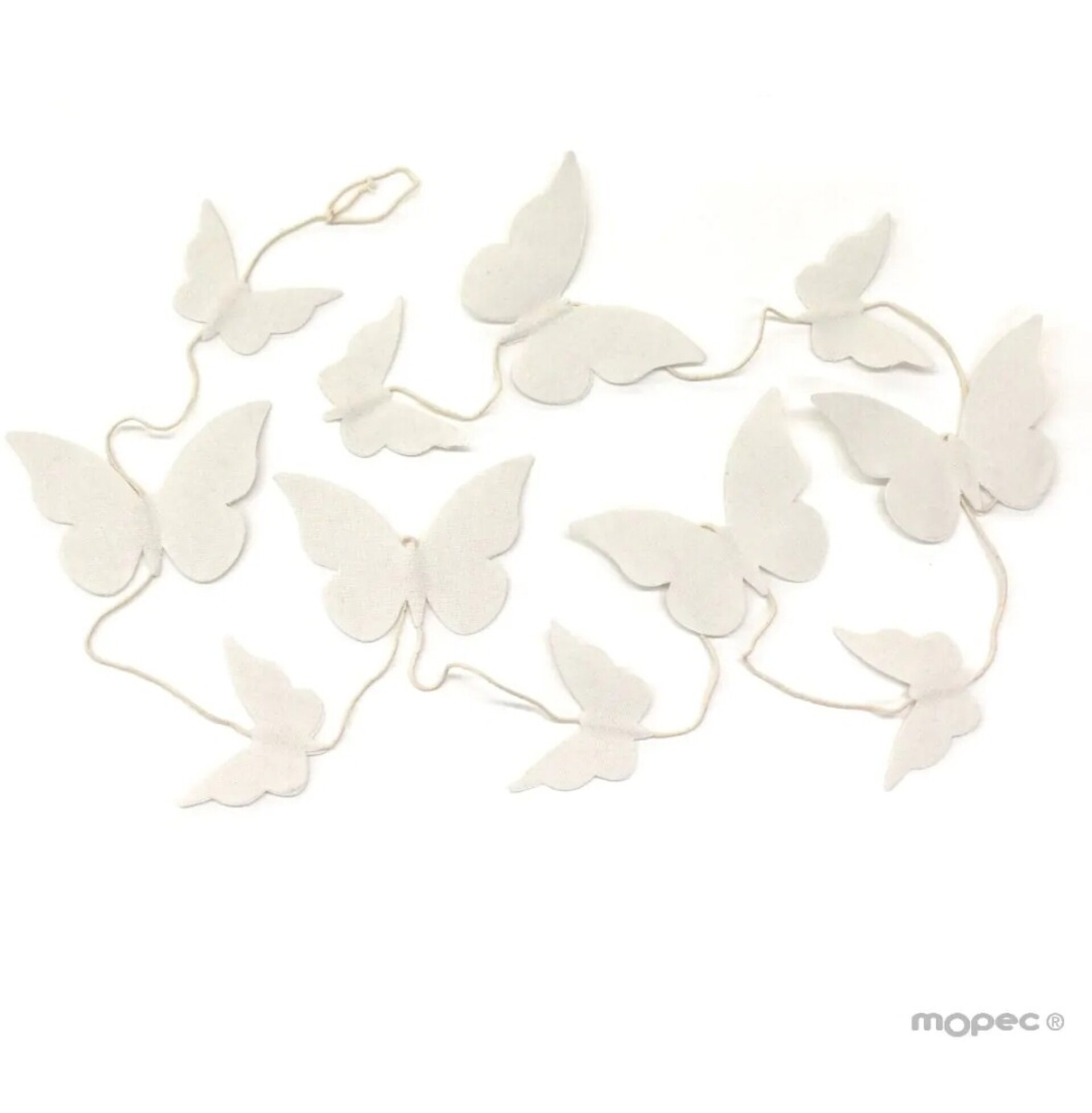 Guirnalda de mariposas de algodón color blanco 1,5mts - 1