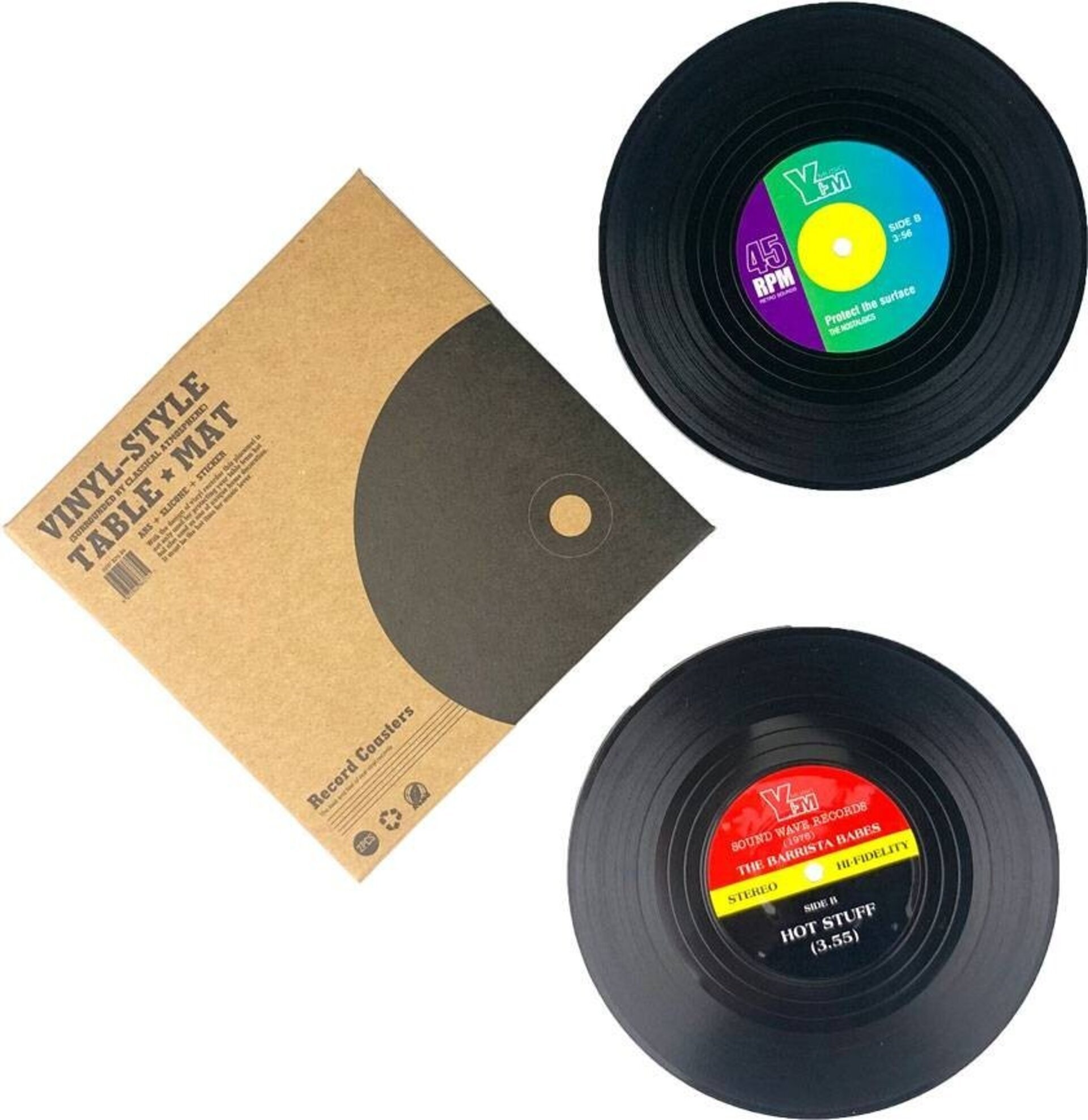 SET 2 POSAVASOS VINILO EN CAJA KRAFT - 1