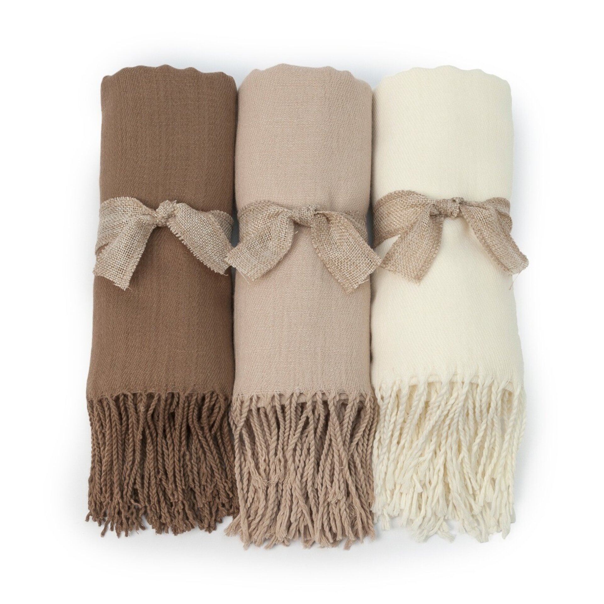 Pashmina marrón marfil y beige adornada flor lote de 3 precio ud 7,60€ - 1