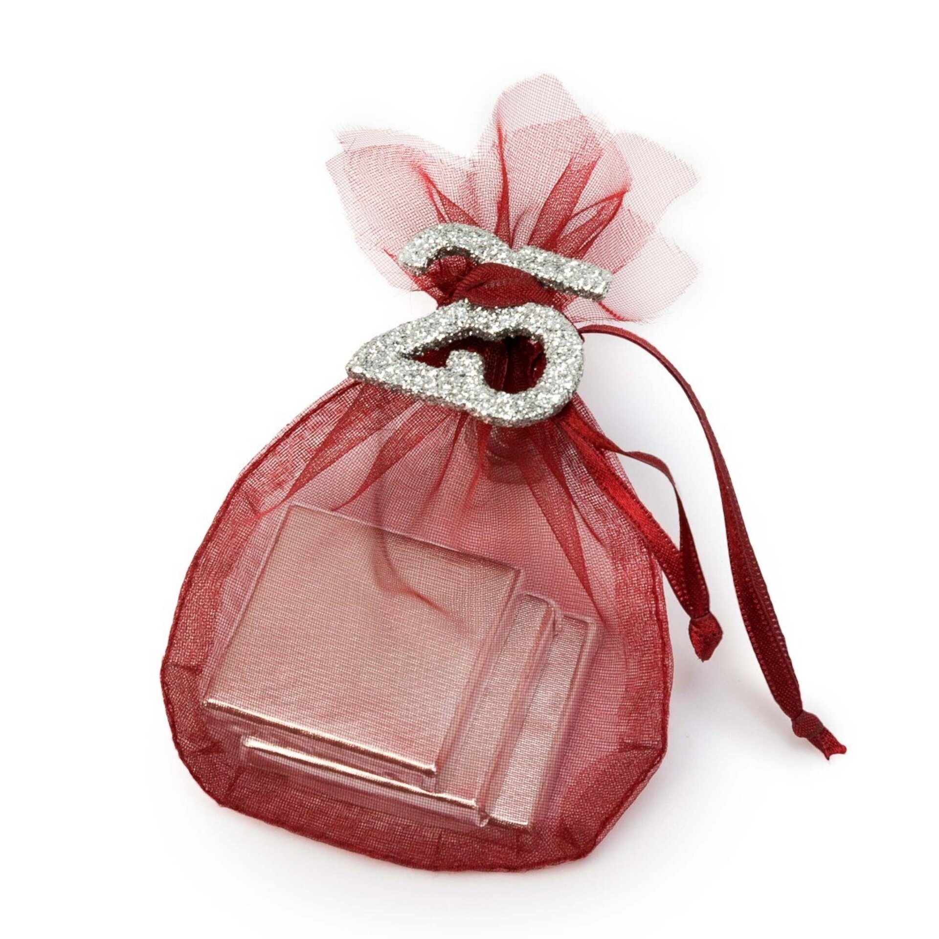 Bolsita granate 25 Aniversario 3 napolitanas 6x10x2cm.* - 1